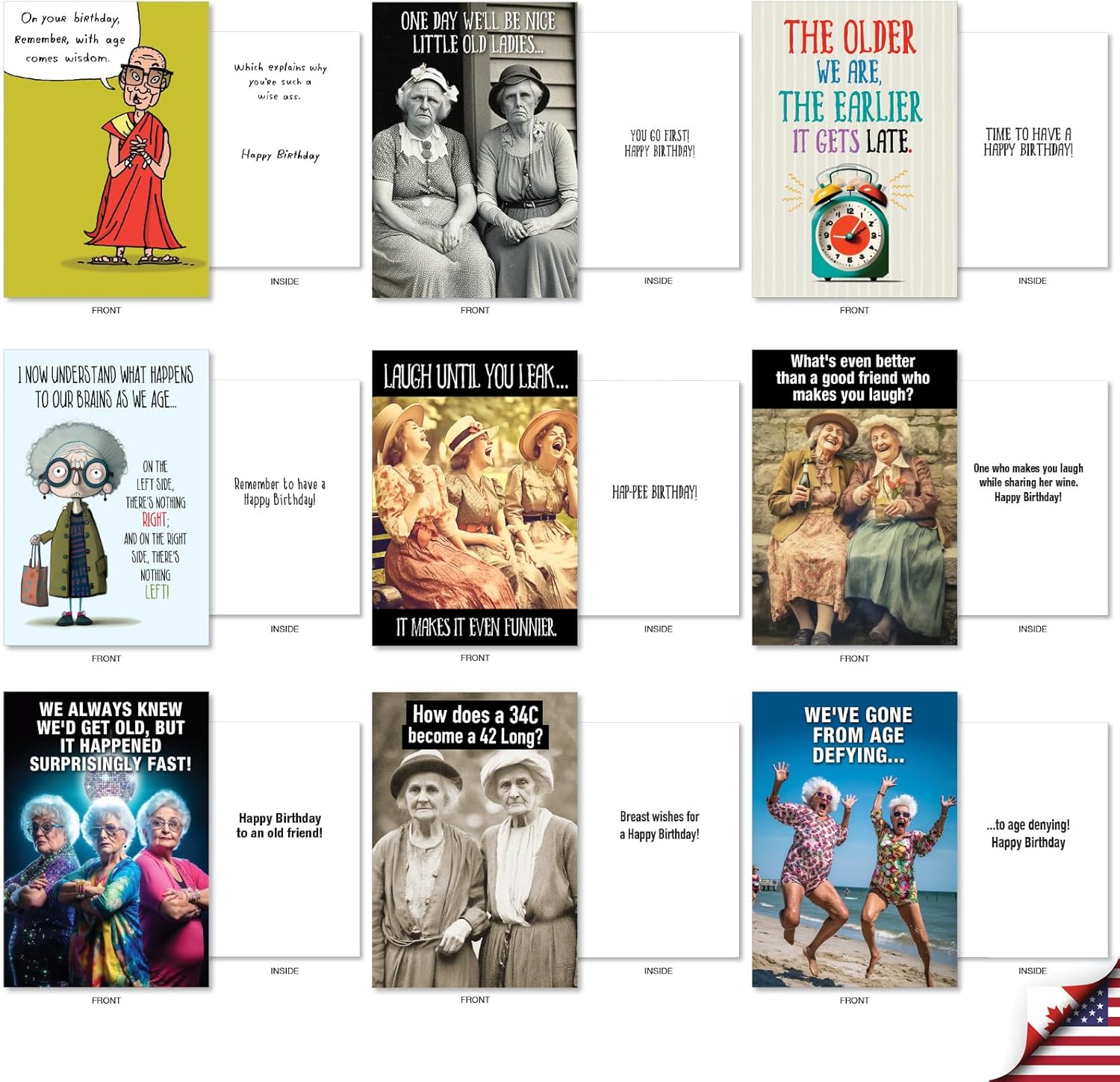 NobleWorks, 36 Assorted Box Set Funny Birthday Greeting Cards w/ 5 x 7 Inch Envelopes for Men and Women (36 Designs, 1 Each) Bday Getting Old AC10798BDG-B1x36 - Image 4