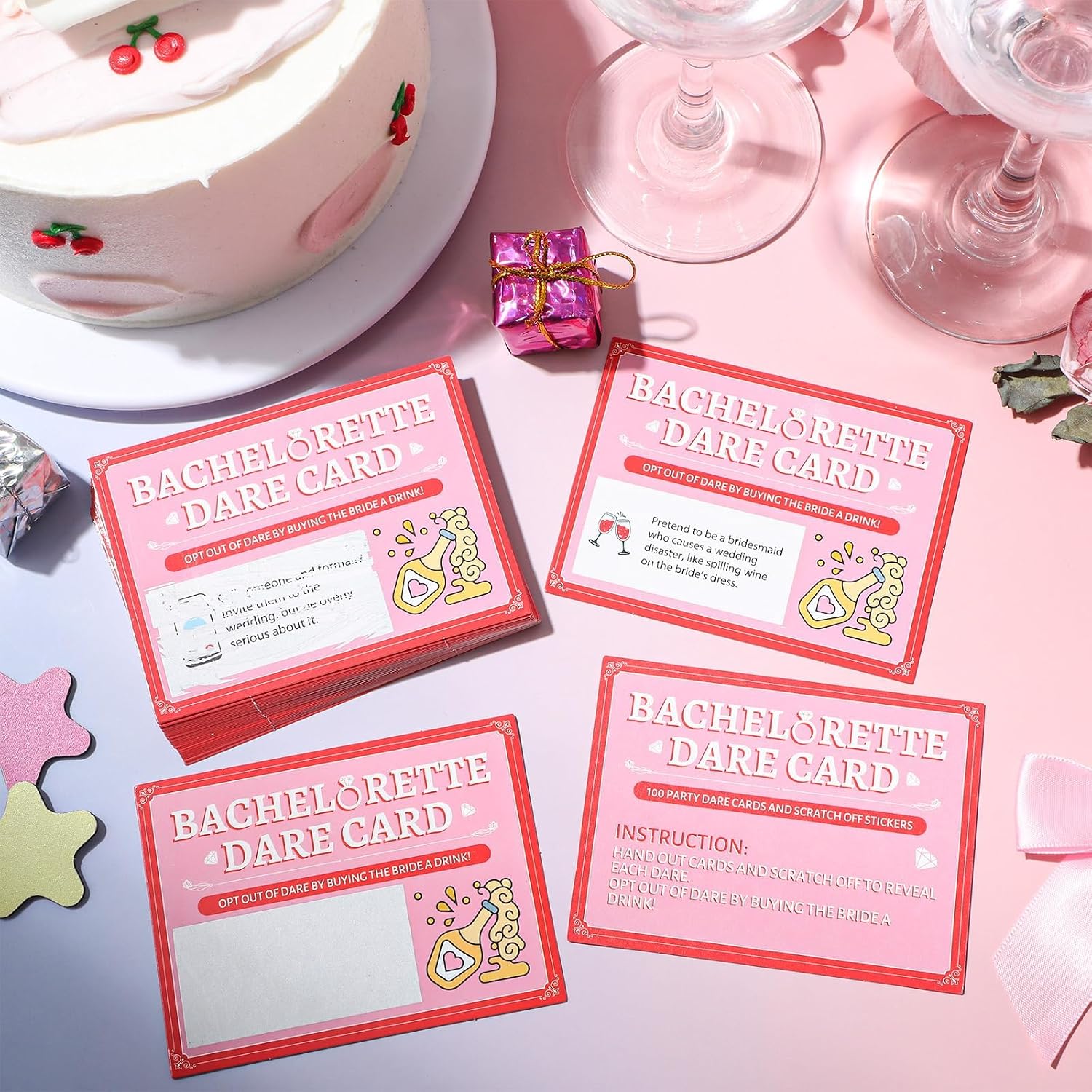 party greeting 100 Pieces Bachelorette Dare Card Scratch Off Game Single Party Girls Night Out Dare Cards Bachelorette Party Game Activity Funny Dares Cards for Wedding Showers Bridal Party Supplies