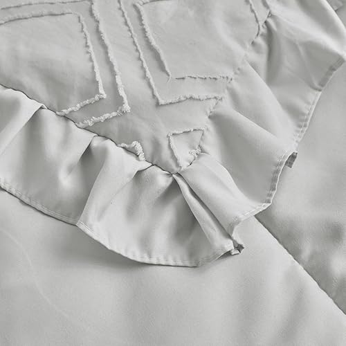 Miniatura 8 de Juego de ropa de cama de cuna con volantes copetudos, 3 piezas, edredón acolchado bohemio con sábana bajera y falda de cama, ropa de cama de bebé