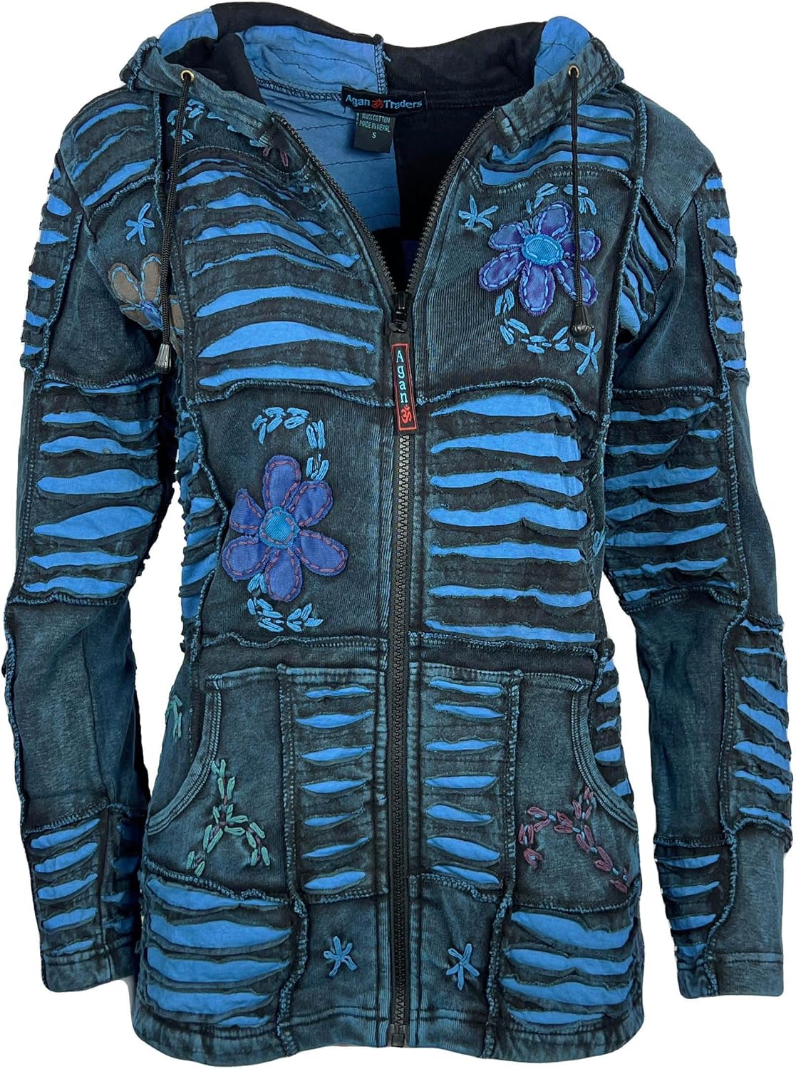 Agan Traders 2026 Trendy Hoodies for Women - Patched Tie-Dye Womens Jackets - Embroidered Zip Up Hoodies for Casuals & Events