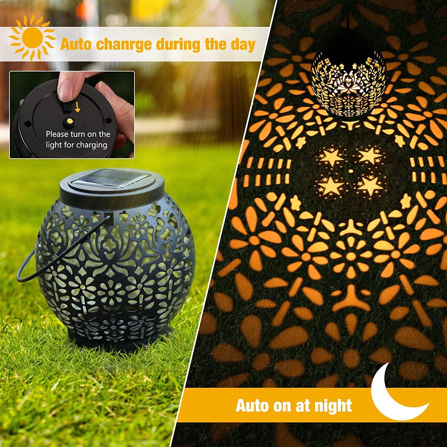 Zonneverlichting Outdoor Tuin, 2 Pack 2 × 120LED Tuin Solar