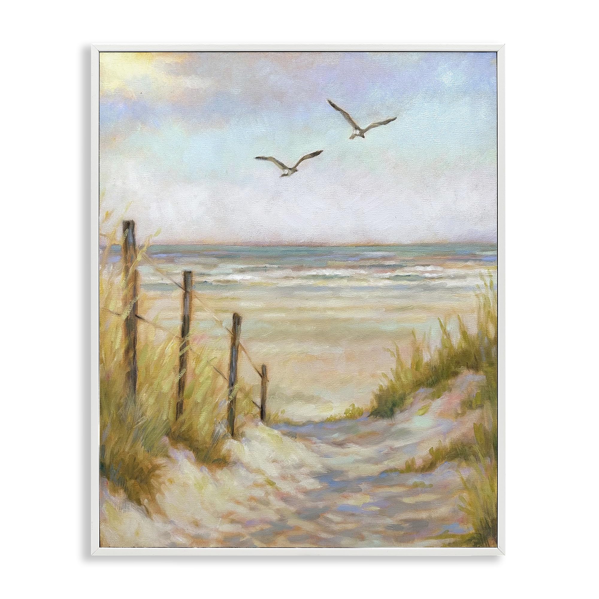 Stupell Industries 'Tranquility Beach Coastal Path', Framed Giclee Art, White, 24 x 30 Inches, Easy to Hang and Sturdy, Made in USA, by Linda Sperruzzi