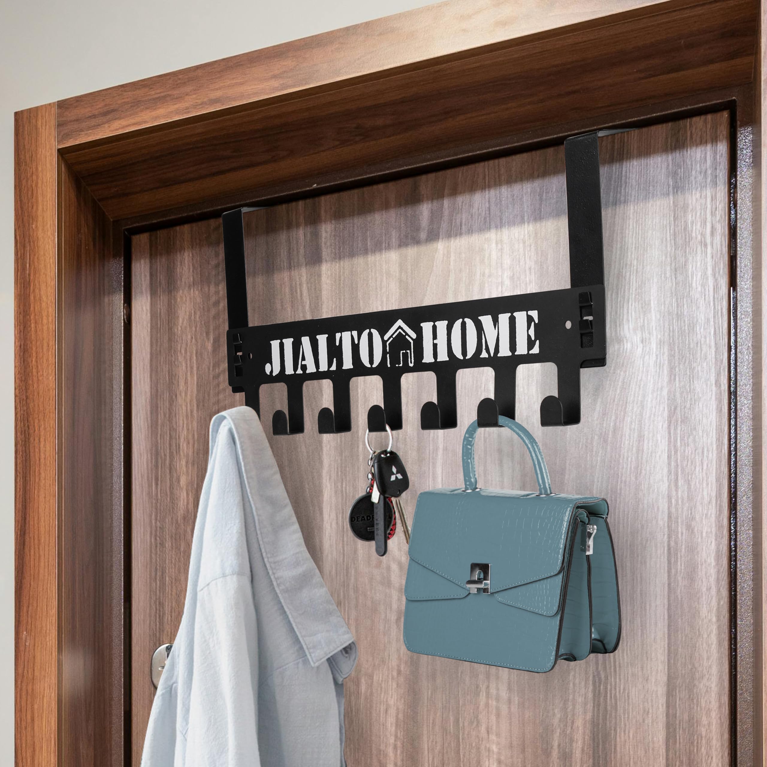 JIALTO Black Heavy Duty Over The Door Hanger Removable Hook for Coats, Towels, Scarf, Clothes - Versatile Hanging Solution