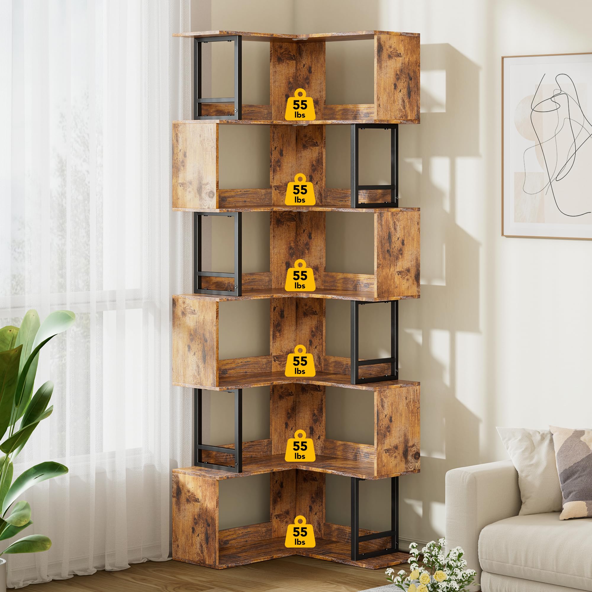 Amazon.co.jp: Decofy 7段コーナーシェルフ 高さ71インチ