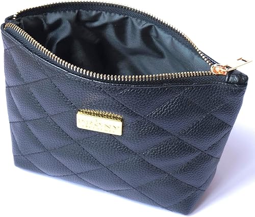 Miniatura 4 de PEONY SUPREME Bolsa de maquillaje de piel sintética acolchada con estilo de lujo, bolsa de cosméticos de viaje, bolsa de artículos de tocador