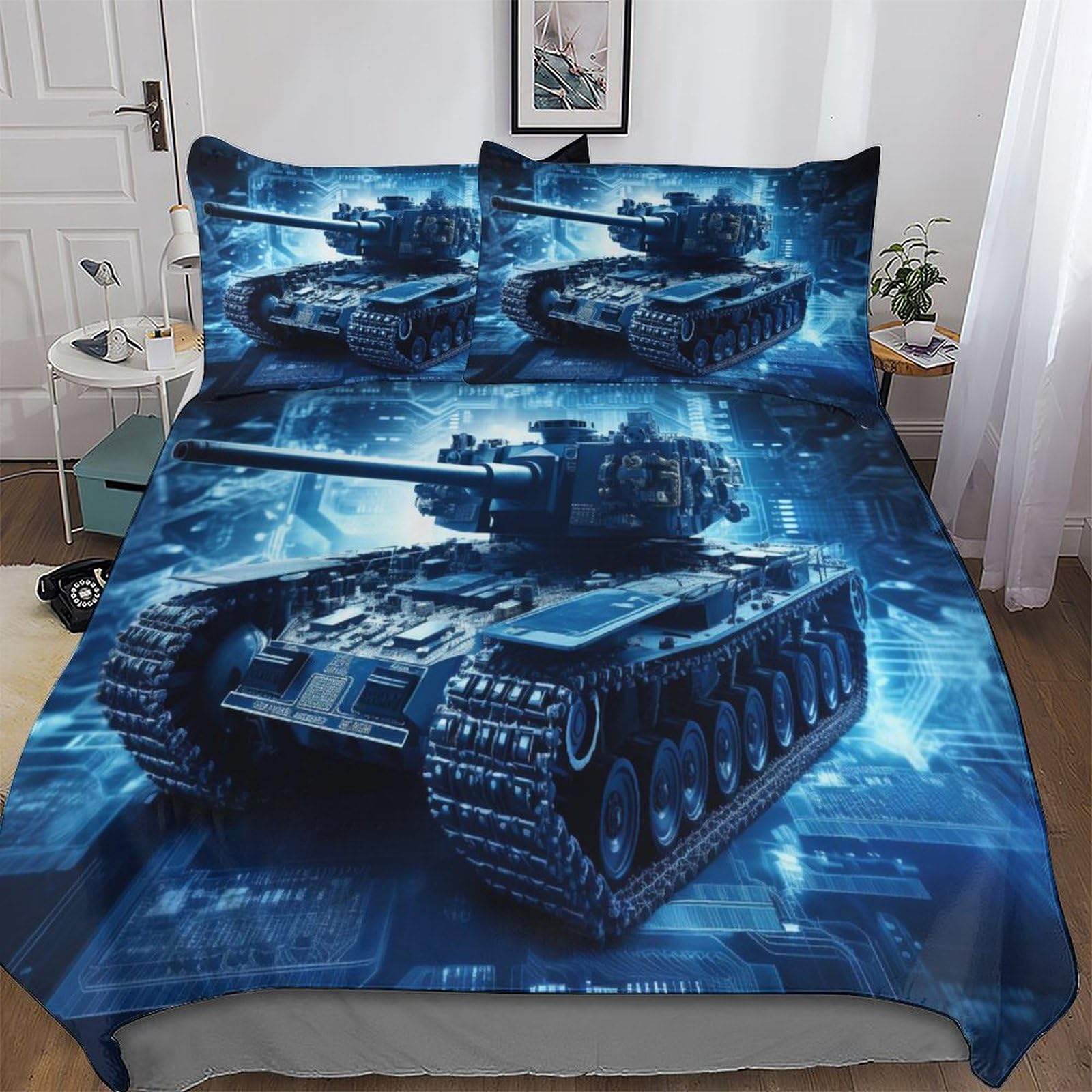Parure de lit motif réservoir en microfibre douce et housse zippée de qualité