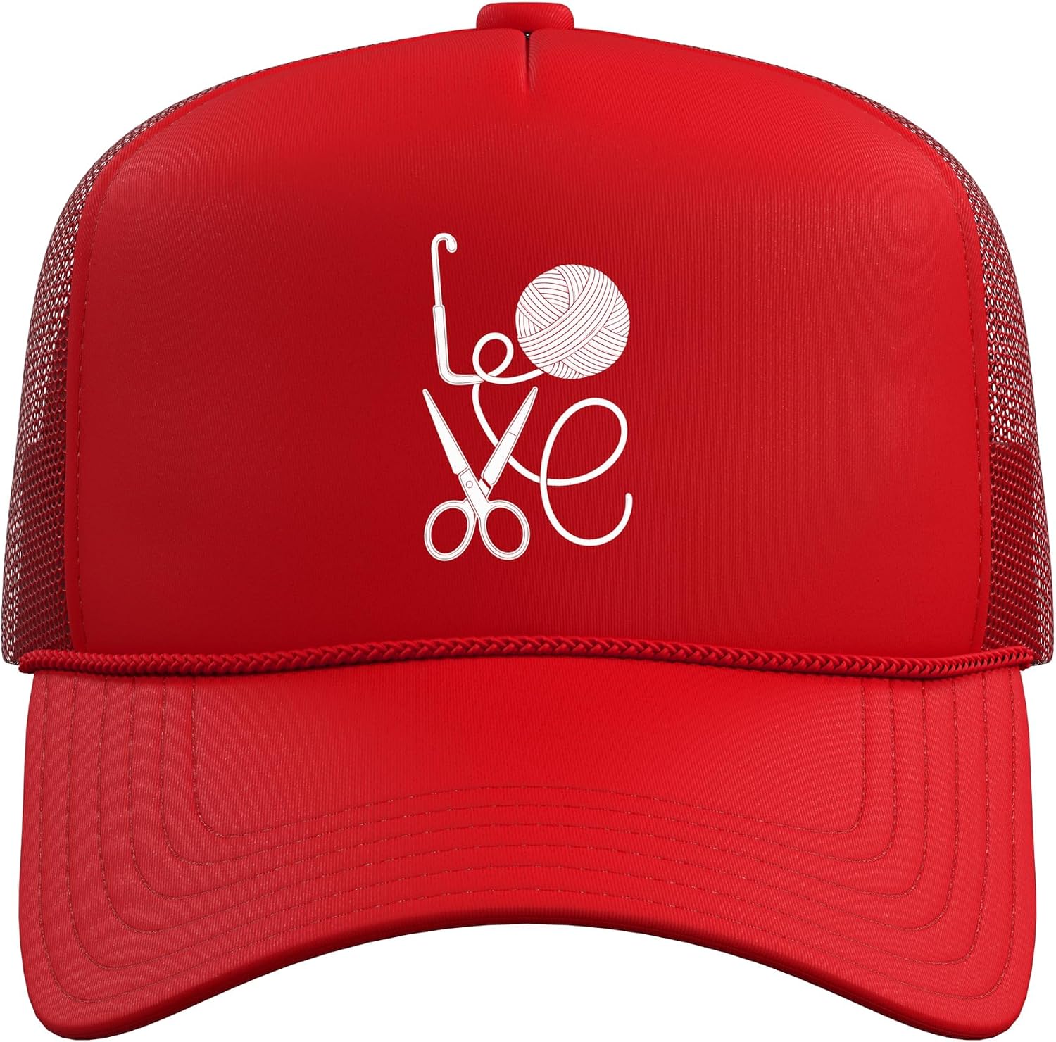 Crochet Love Yarn Hook Scissors Funny Craft Trucker Hat with Adjustable Mesh Back image 2