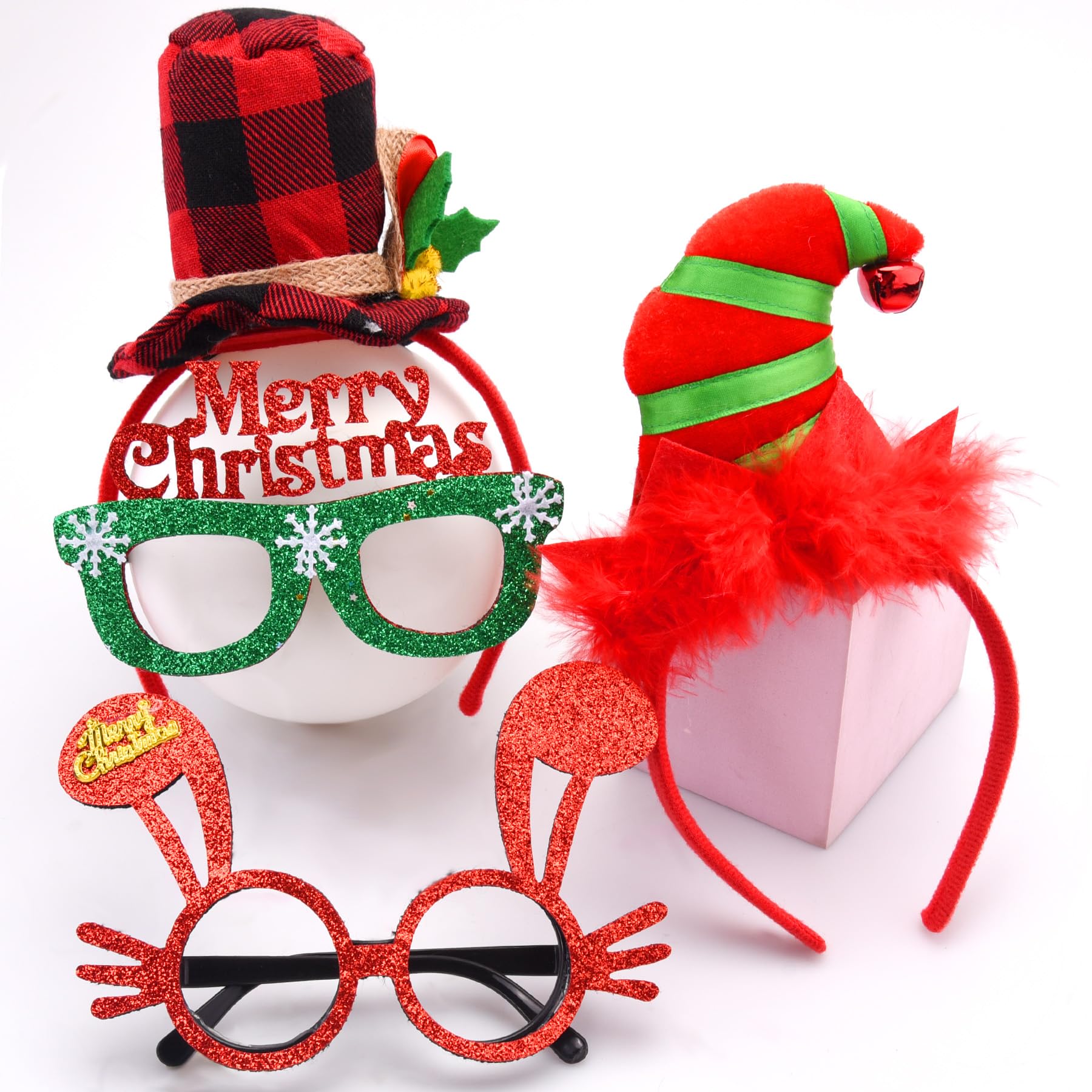 40-teiliges Weihnachts-Accessoires-Set – Mützen, Brillen, Tattoos, Haarspangen & Mehr Für Kinder & Erwachsene