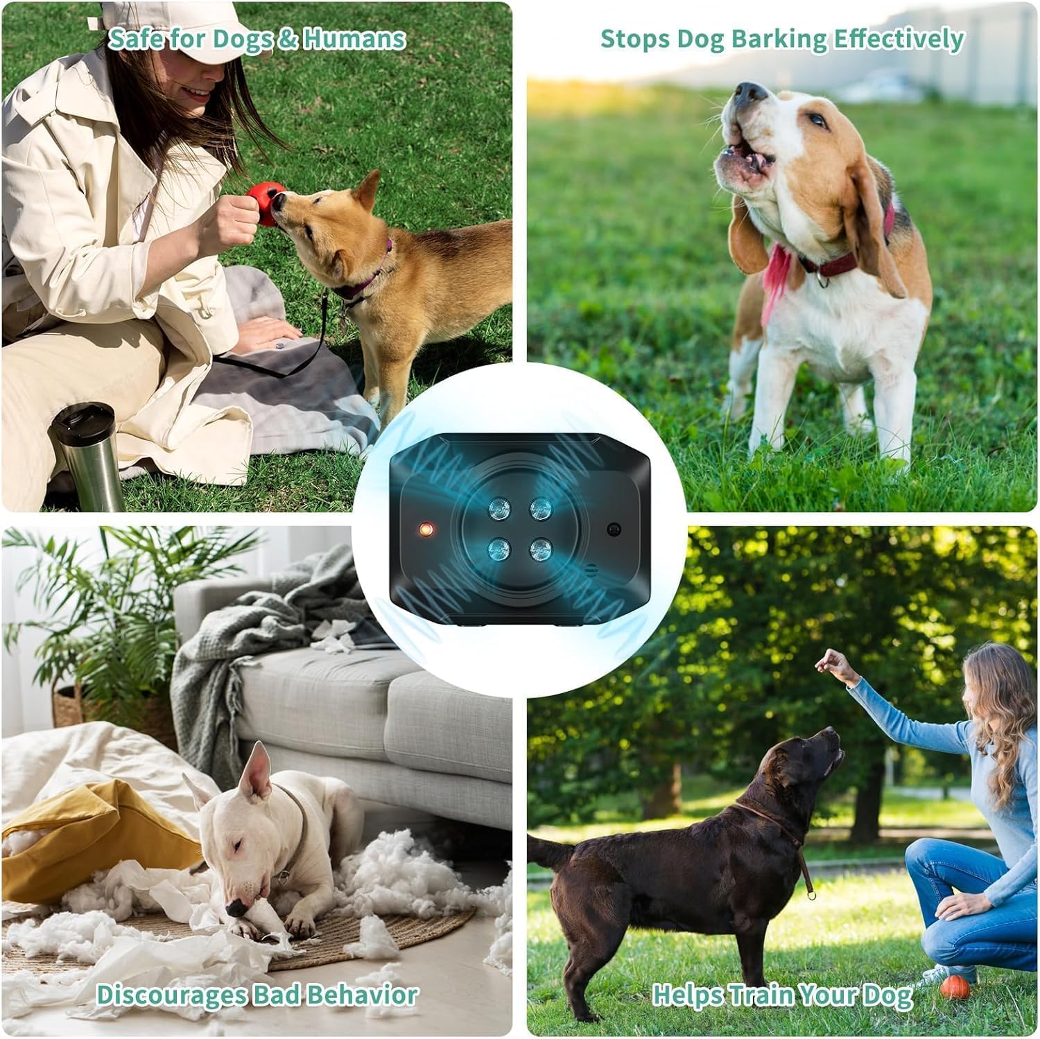 Anti Bell Gerät Hunde, 55Ft Antibell Ultraschall Gerät mit Fernbedienung, 3Modi Ultraschall Dog Silencer Innen Draußen, Hundeabwehr Ultraschall für Kleiner Großer Mittelgroßer