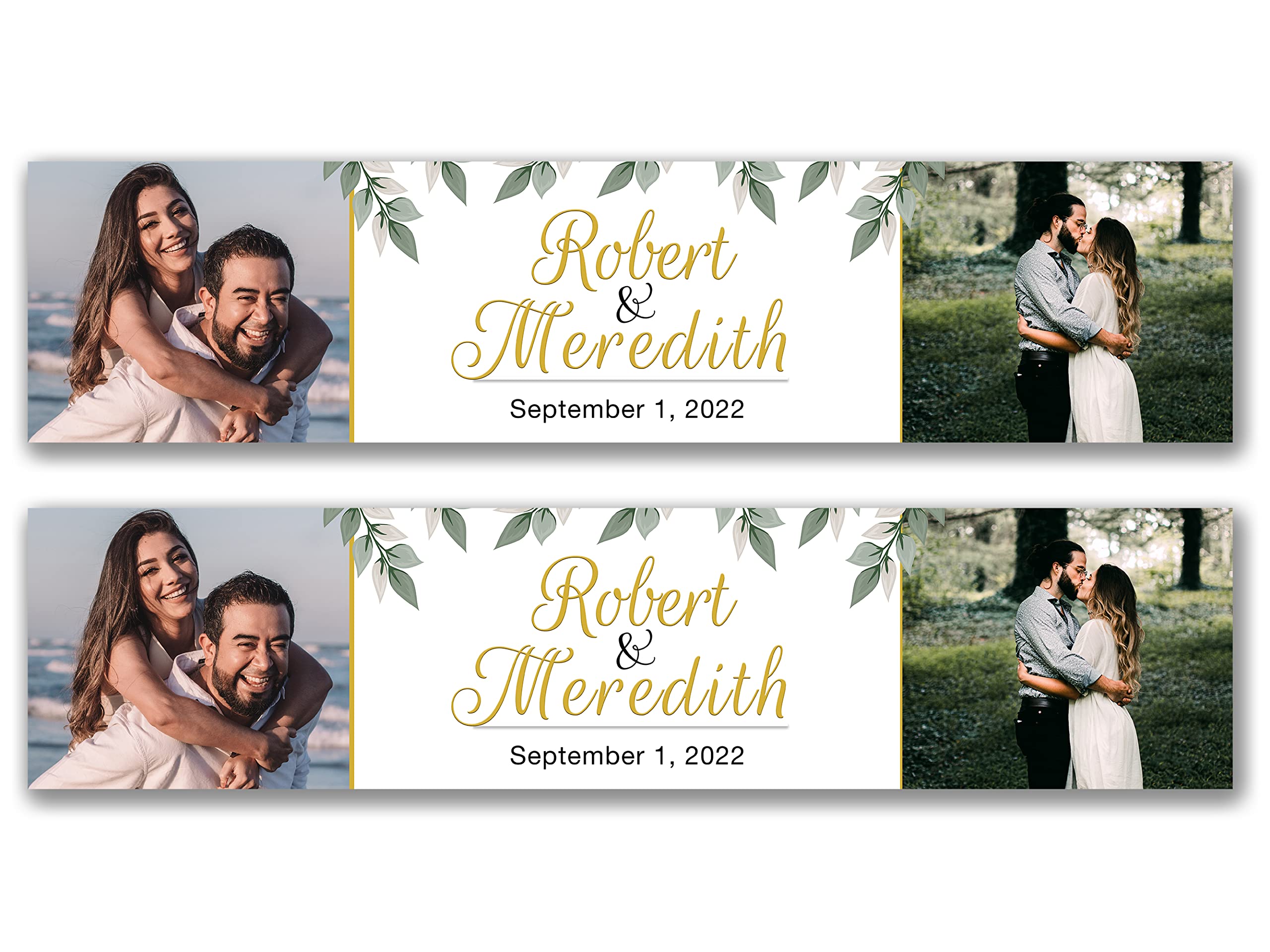 Forefrontdesigns 2 x Personalised Wedding Banners – Custom Banner for Parties | Anniversary | Engagement – Customisable Banners | Custom Signs (900mm x 210mm)
