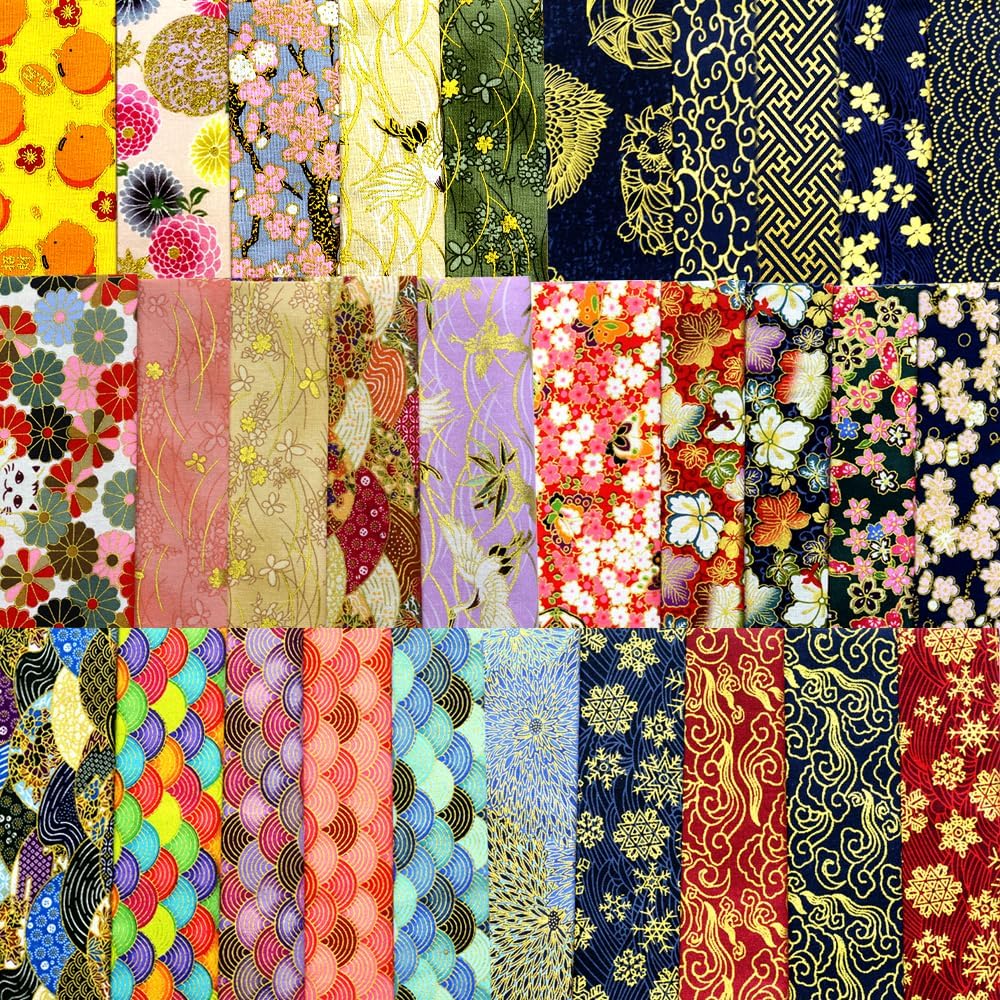 30pcs Japanese Style Fabric Squares,8 inchx10 inch (20cmx25cm) Cotton Craft Fabric Bundle Squares Patchwork,Cotton Wrapping Cloth Quilting Fabric,Bundles of Fabric for DIY Patchwork Sewing,Black