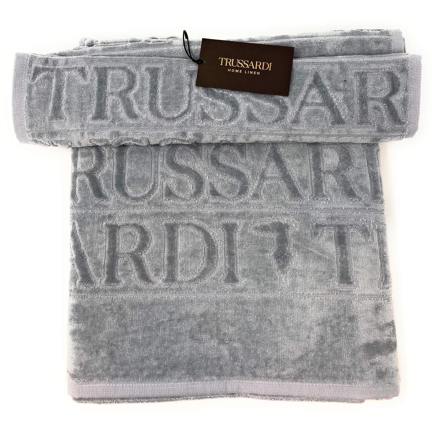 Trussardi Coppia Spugna di Puro Cotone (Grigio)
