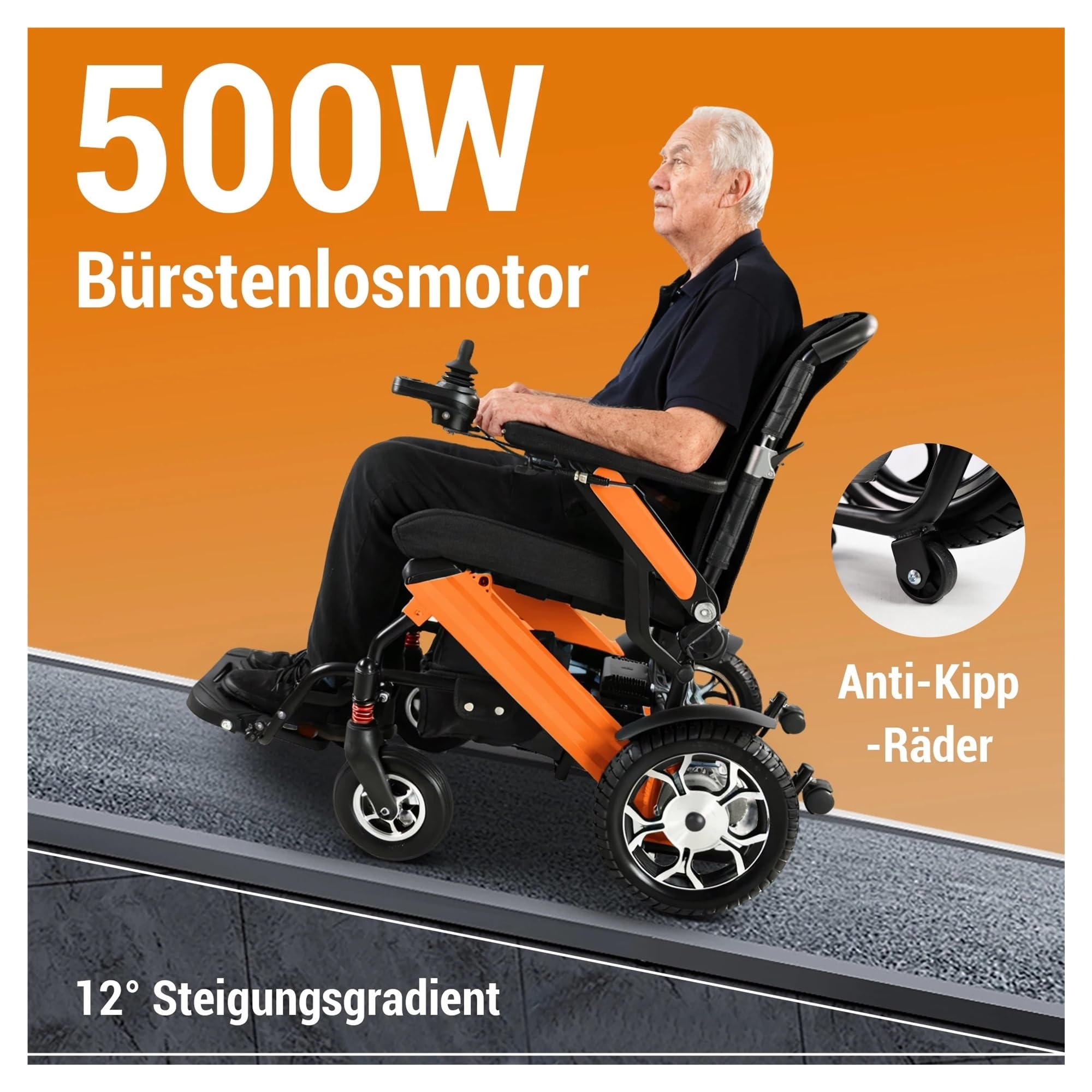 Sedia A Rotelle Elettrica, 48 Km A Fino A 150 Kg, Motore Da 500 W, Batteria Al Litio Rimovibile 13 Ah Mobilità Confortevole Fluida(Silver)