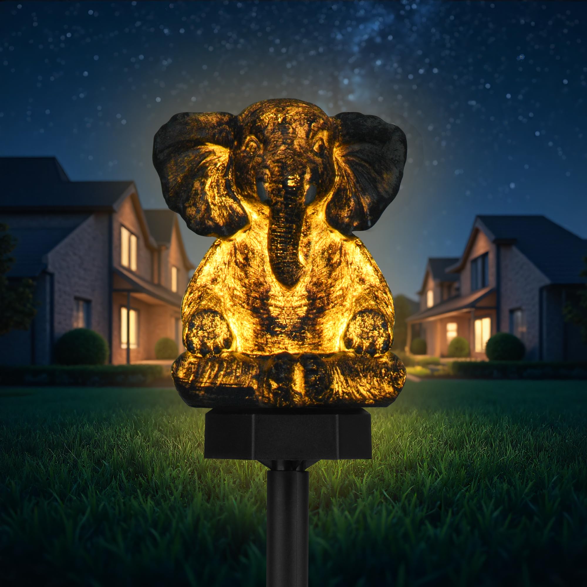 Solar Outdoor Garden Decor Statue Lights, Solar Elephant Lights Yard Decorations Stakes, Housewarming Gifts for Patio, Porch, Lawn - Unique Yard Gift for Women, Mom, Grandma