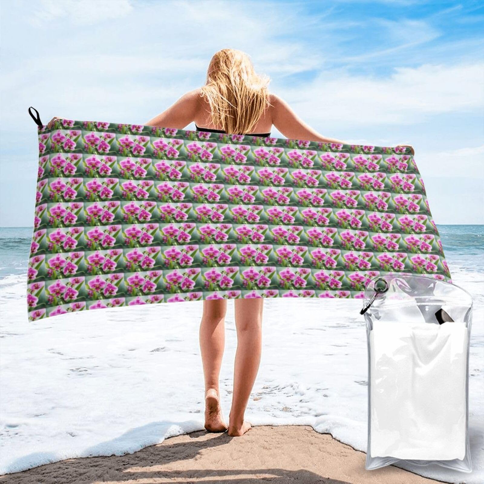 pojknbv Orchid Print Travel Gym Towel For Beach Camping Hiking Yoga Lightweight Reusable Versatility