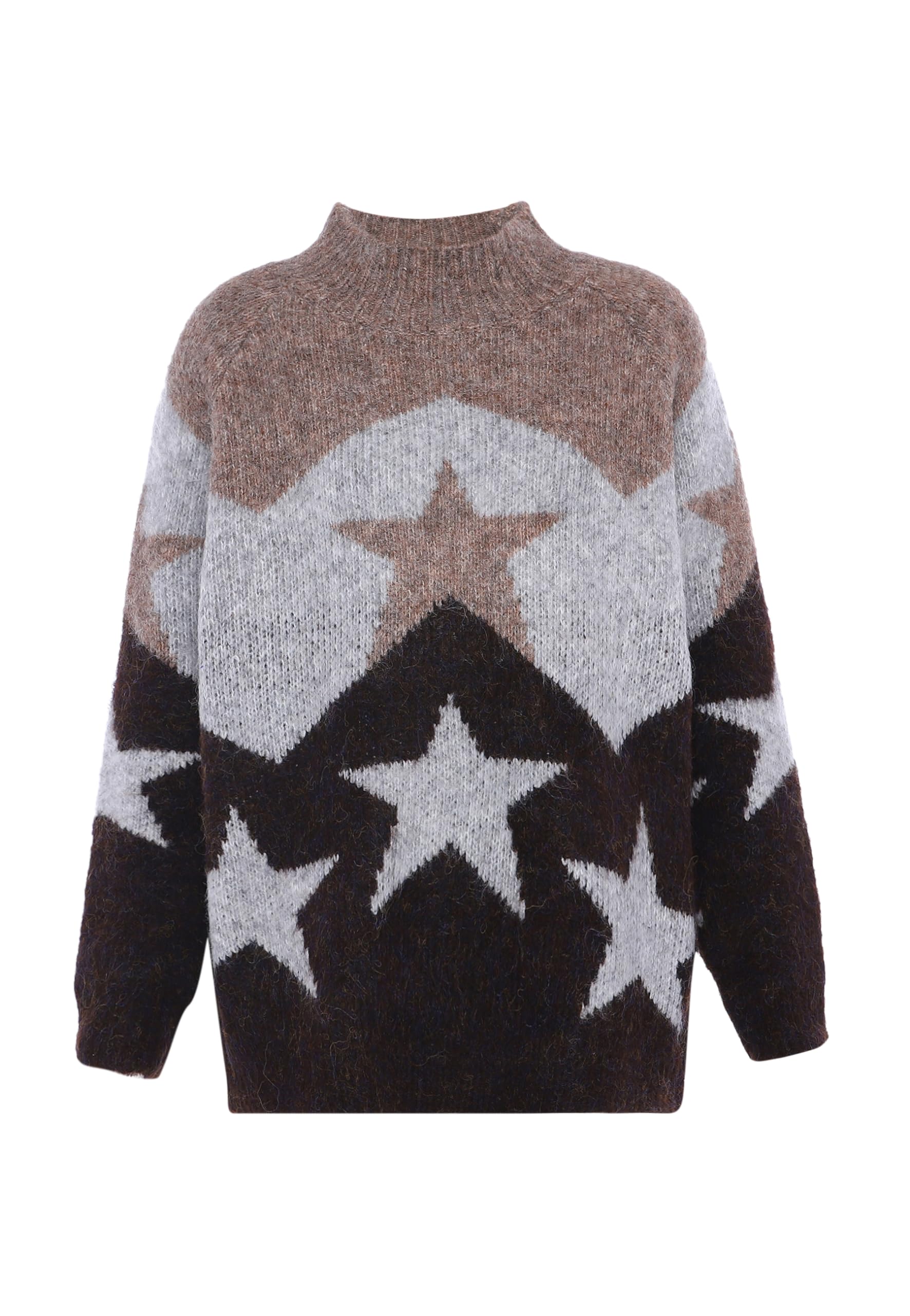 Jalene Damski sweter z dzianiny żakardowej w stylu vintage, z okrągłym dekoltem, wielokolorowy, rozmiar XL/XXL, wielokolorowa, XL