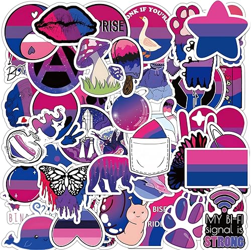 60 calcomanías de orgullo de MEPLUM a granel, calcomanías de orgullo bi a granel, calcomanías de orgullo LGBTQ, accesorios para botella de agua,