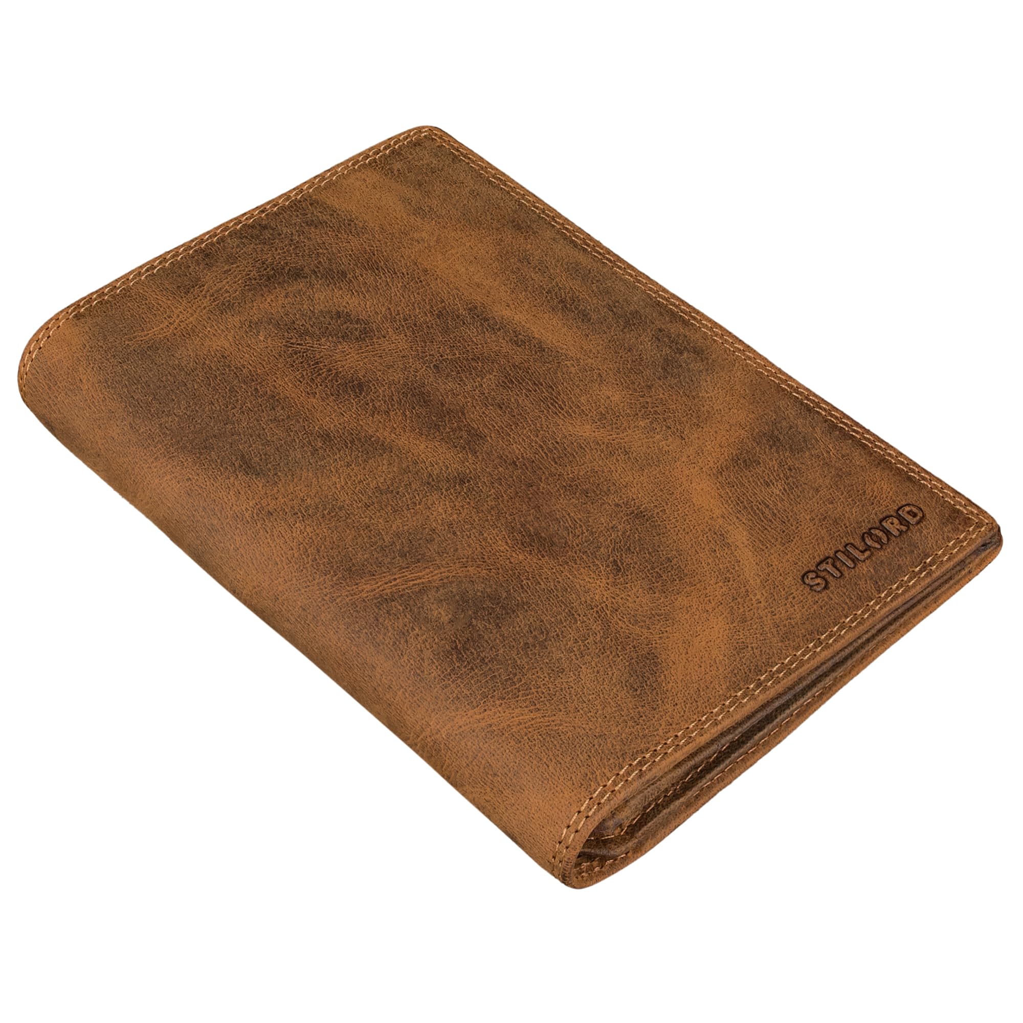STILORD "Larin Étui pour Documents de Véhicule en Cuir Étui Housse de Documents Cuir Véritable Multifonction Portefeuilles pour Cartes & Certificat avec Protection RFID Couleur:Bergamo - Marron