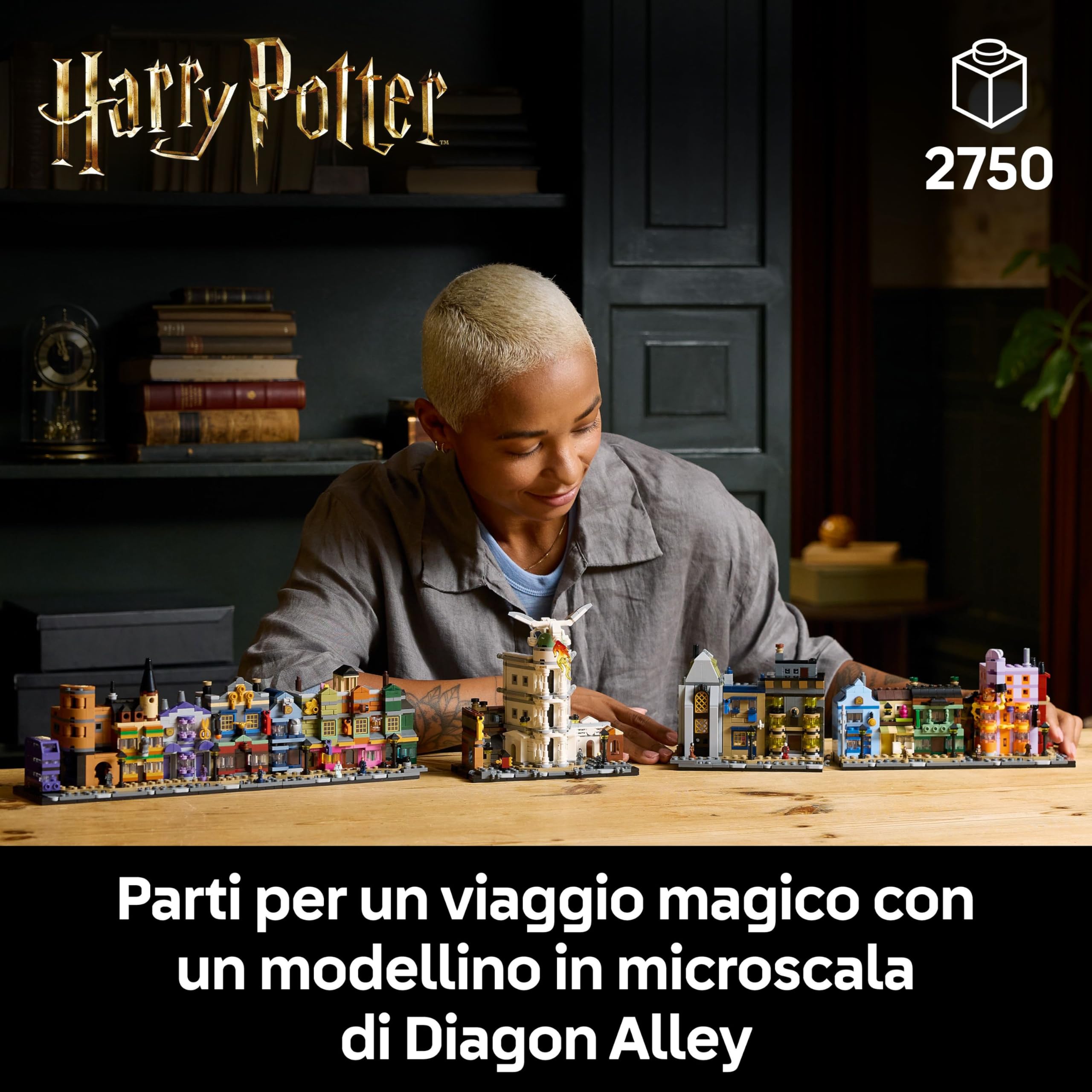 LEGO Harry Potter Negozi di Magia di Diagon Alley, Miniatura da Esposizione e Collezione con 16 Microfigure tra cui Harry, Draco Malfoy, Hermione Granger e Famiglia Weasleys, Regalo Uomo o Donna 76444