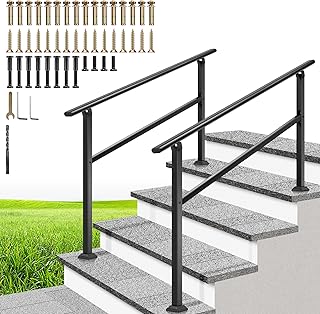 VIVOHOME 2-Pack 4 Step Hand Rails for Outdoor Steps, Galvanized Steel Ra...