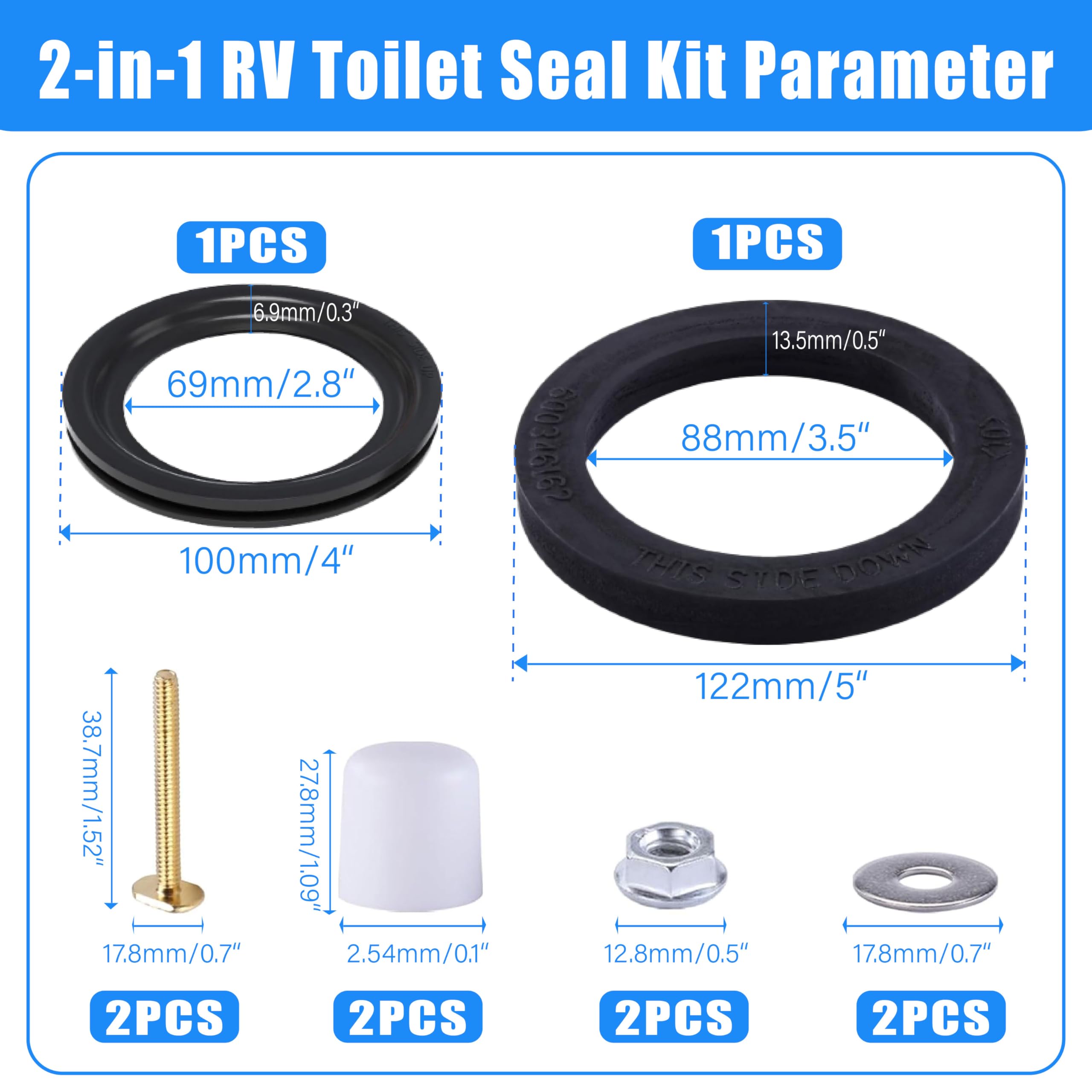 Kit di guarnizioni per WC RV per parti di ricambio 385311652 Guarnizione base WC e 385311658 Guarnizione per sciacquone, compatibile con guarnizione flangia WC Dometic serie 300/310/320, blocca le