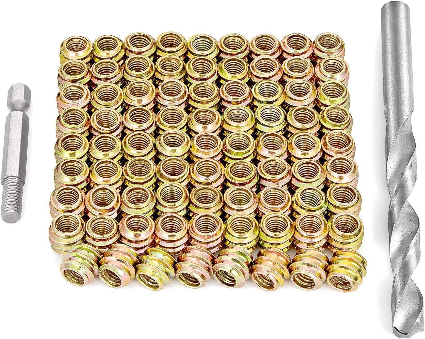 80 Pcs M6 Wood Threaded Inserts - Metal Headless Screws Hex Socket Drive Nut Inserts, Threaded Bolt Fastener Connector for Wood Furniture Assortment (M6x10mm-H)