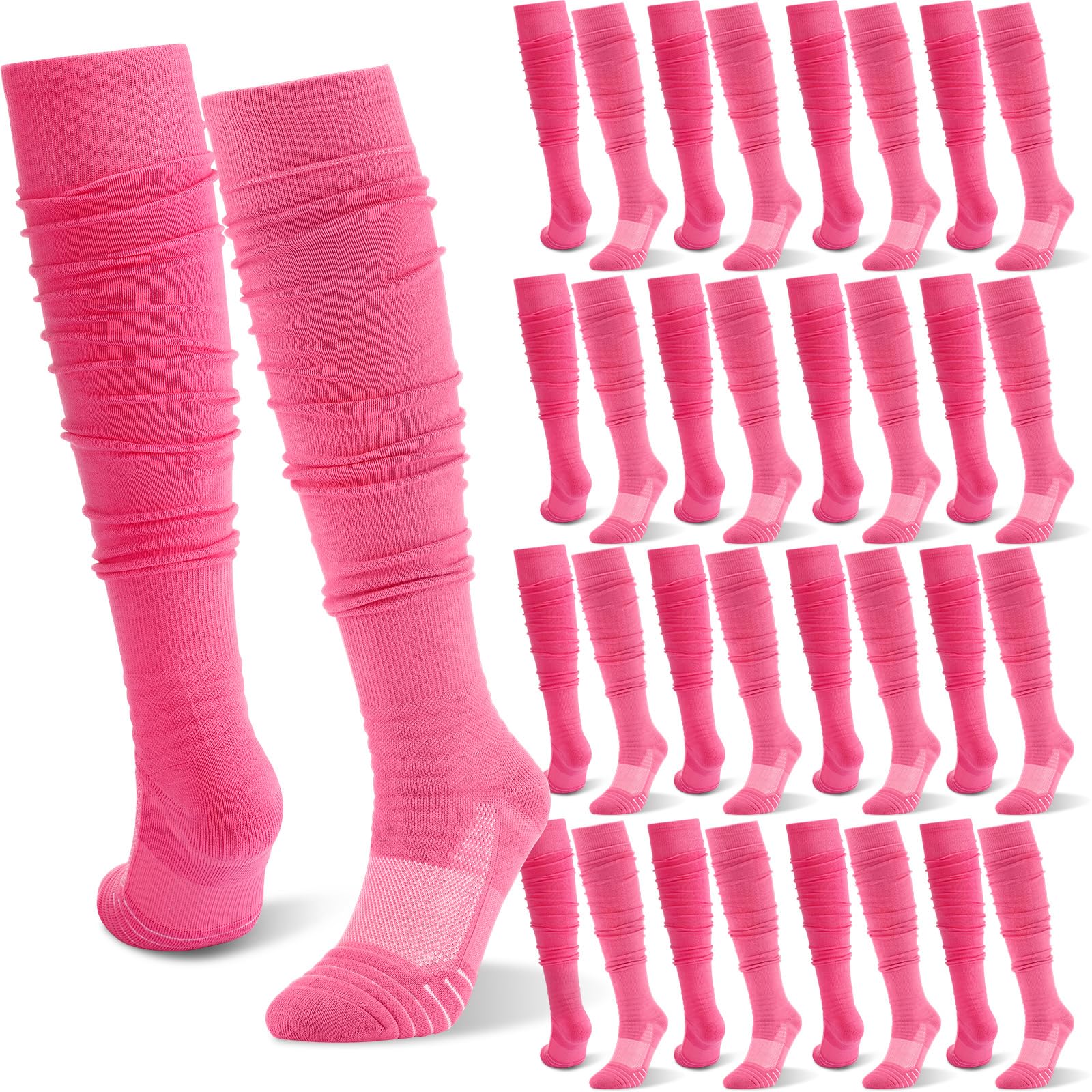 Kigeli16 Pairs Scrunch Football Socks Youth Ultra Long Padded Football Socks Soccer Calf Compression Socks for Men Kids