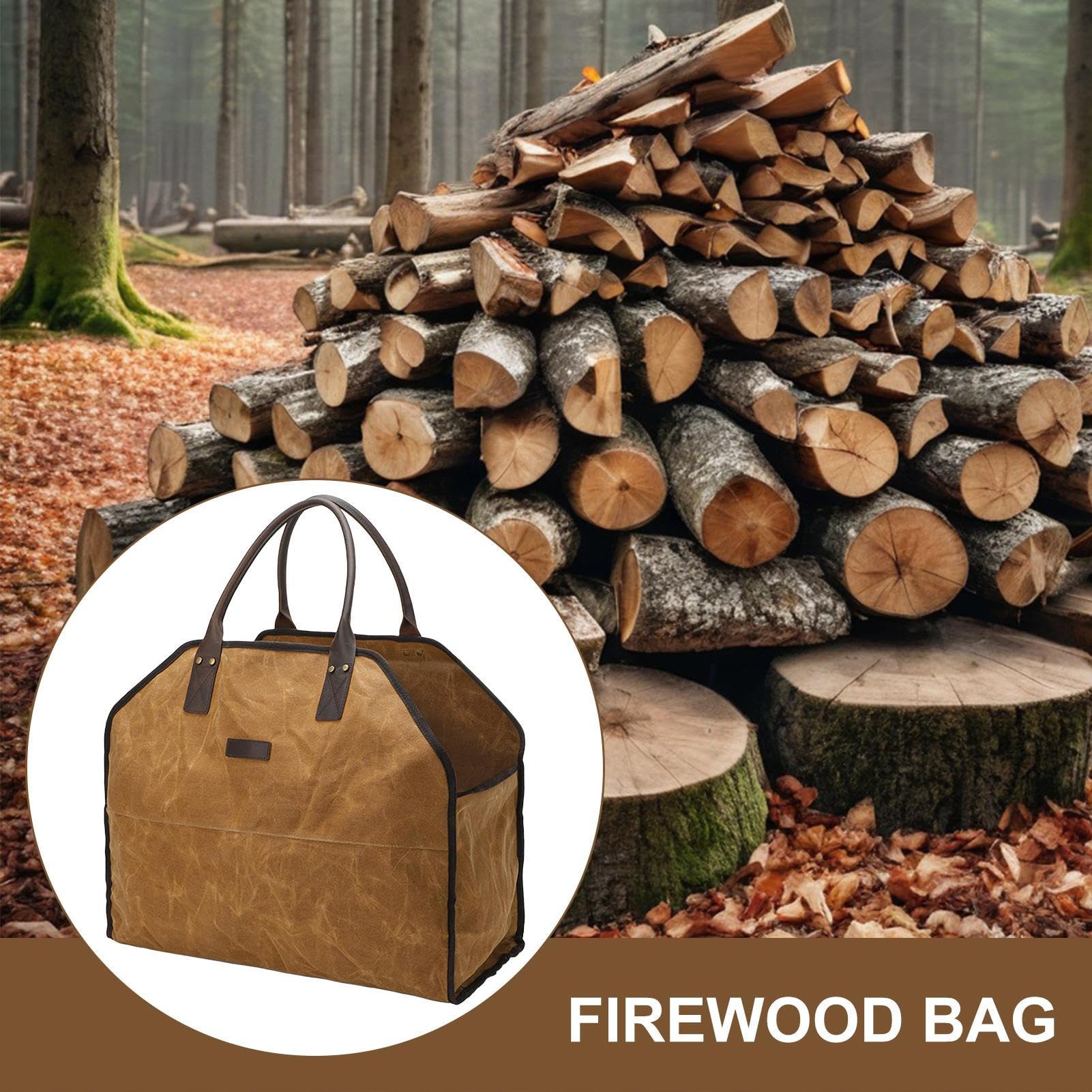 Heizungskammertasche | Wasserdichte Zeitungstasche für Feuer und Kamin | Robuster feuerfester Canvas-Canvas-Halter mit Griffen | Outdoor-Holzträger für Reisen