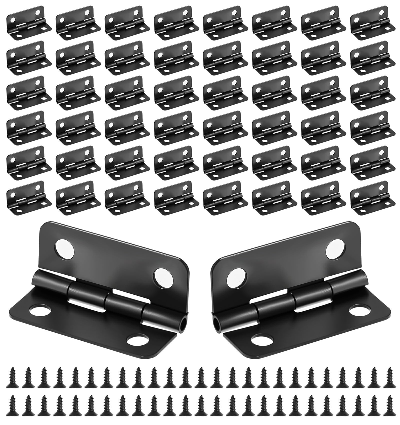 50 Paar Mini Scharniere Klein für Holz, 1.8x2.4cm Schwarz Kleine Scharniere, Kleine Schanier Hinge für Puppenhaus, Schmuckkästchen, Bastelarbeiten