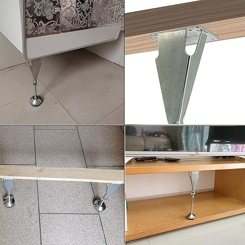 Miniatura 8 de 1 paquete de patas de soporte central de altura ajustable para marco de cama, listones centrales de cama, patas de soporte de acero resistentes y