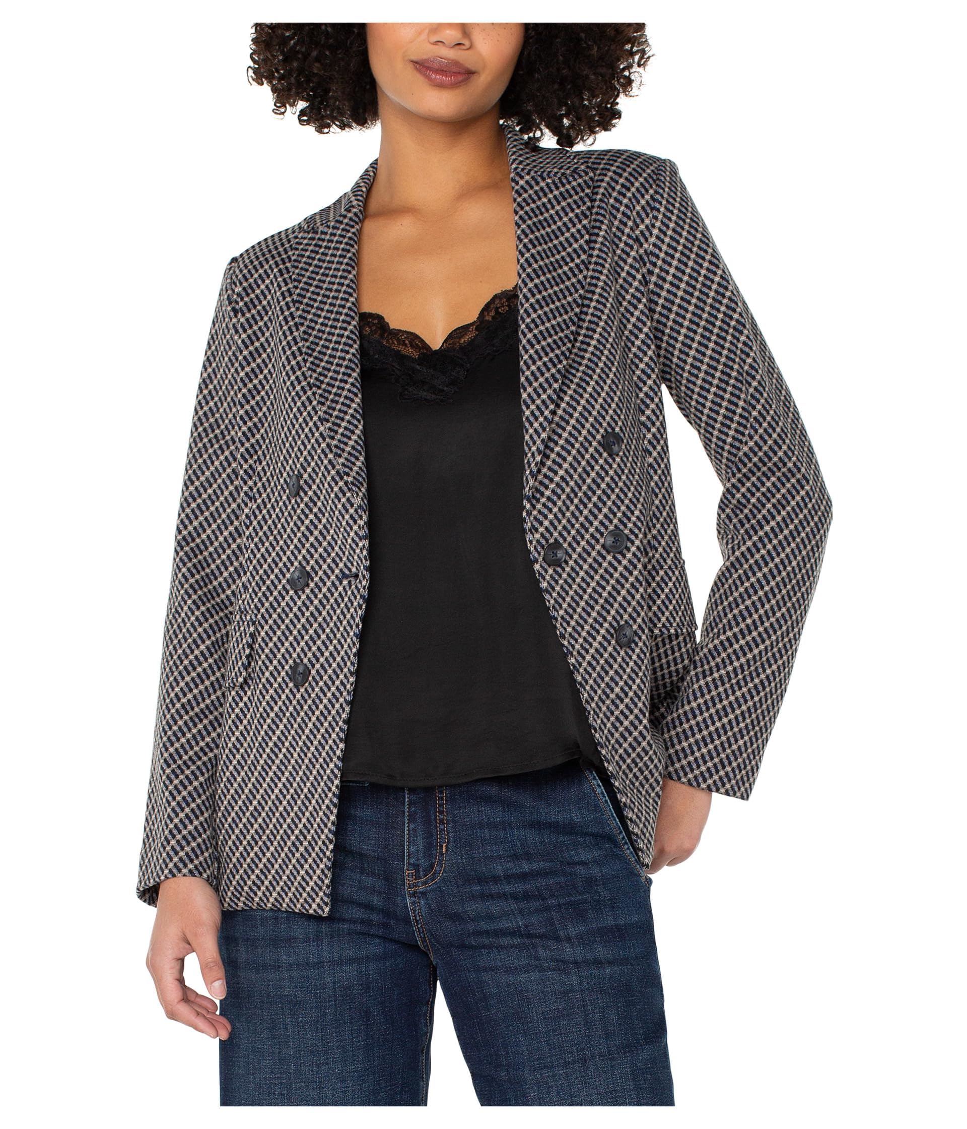 Liverpool Womens Knit Jacquard Faux Double Breasted Blazer