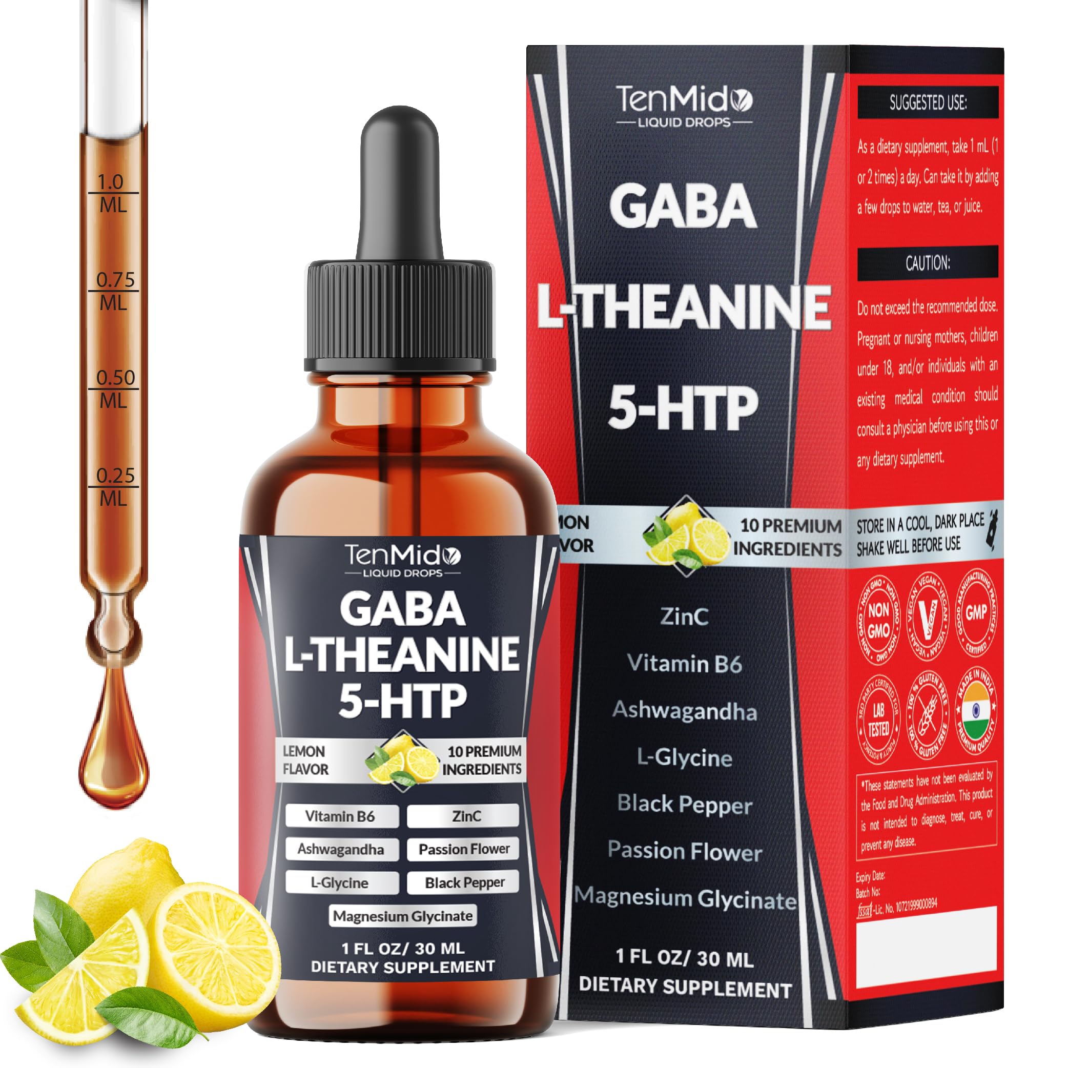 Amazon.com: Tenmido 10in1 GABA L-Theanine Supplement Liquid Drops