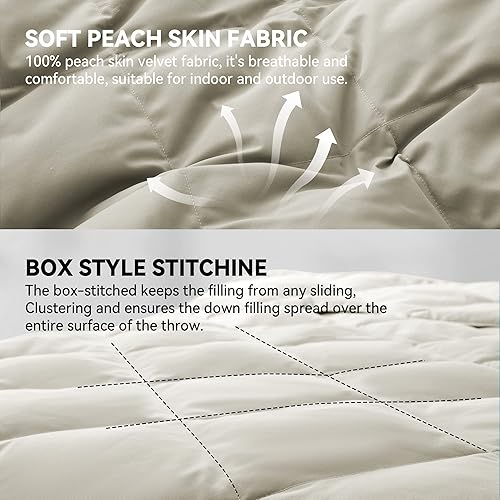 Miniatura 4 de Manta de plumón de ganso natural para sofá, edredón de cama, manta de sofá, manta para exteriores, edredón ligero de piel de durazno, manta