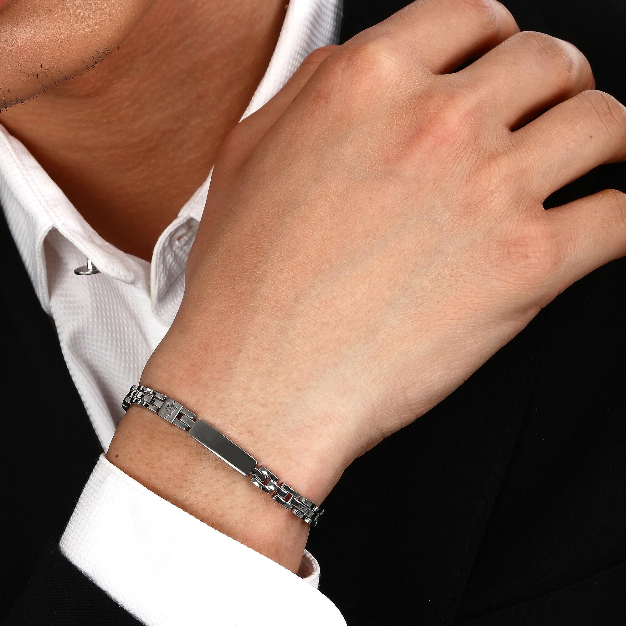 MASERATI Bracciale Uomo in Acciaio, Lunghezza 21.5 cm, Collezione ICONIC - JM324AVD57