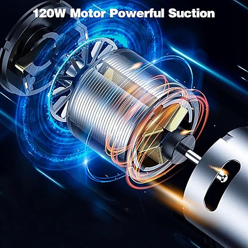 Miniatura 5 de Aspiradora de mano para automóvil, aspiradora inalámbrica, mini aspiradora recargable USB inalámbrica con luz LED, aspiradora portátil con
