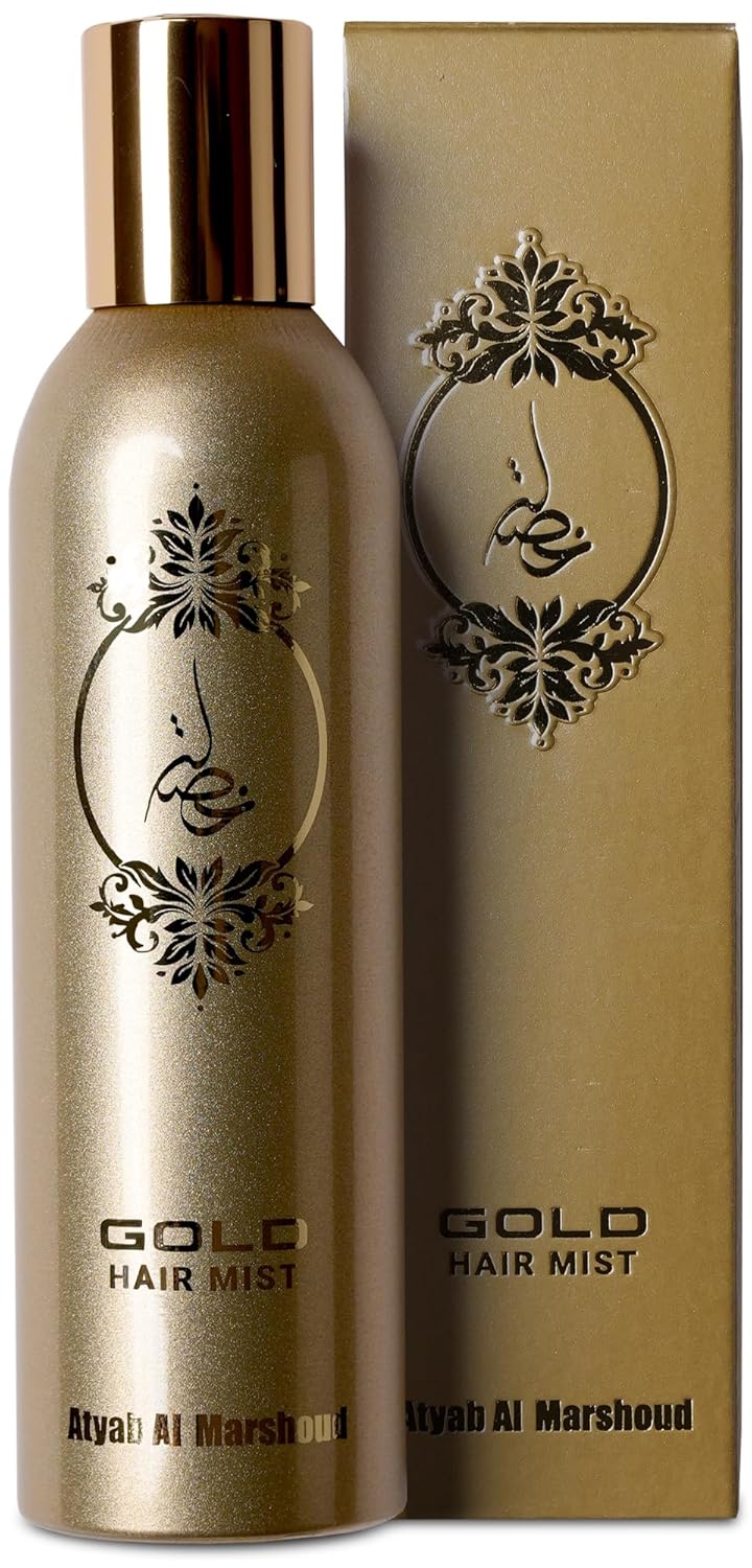 ATYAB AL MARSHOUD Khisla Gold Hair Mist Perfume 125ml - Lightweight and Long-Lasting Hair Perfume for Women with Oud, Jasmine & Vanilla, Luxurious Fragrance Spray