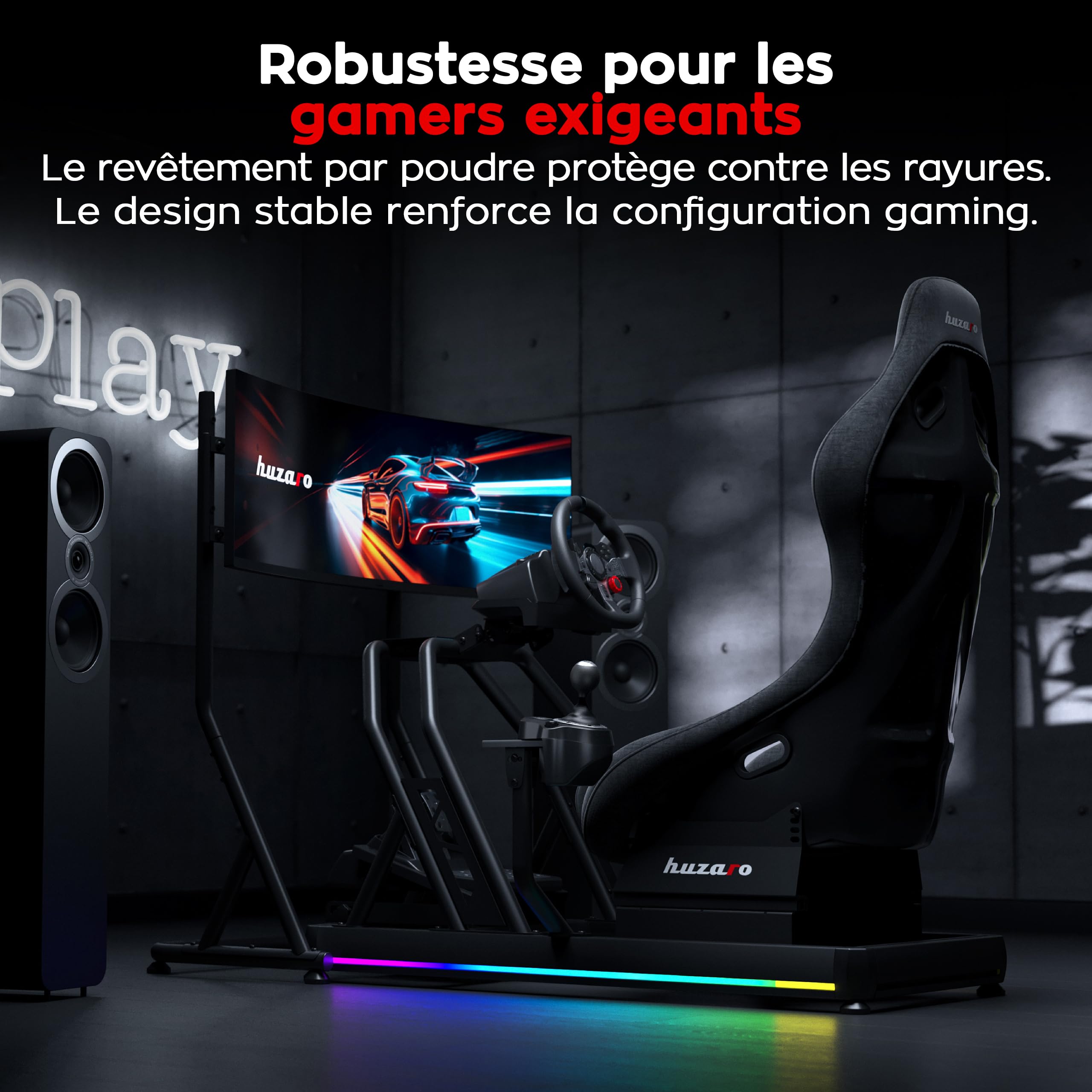 Huzaro Speed 9.1 – Support TV sur Pied – Wheel Stand Simracing