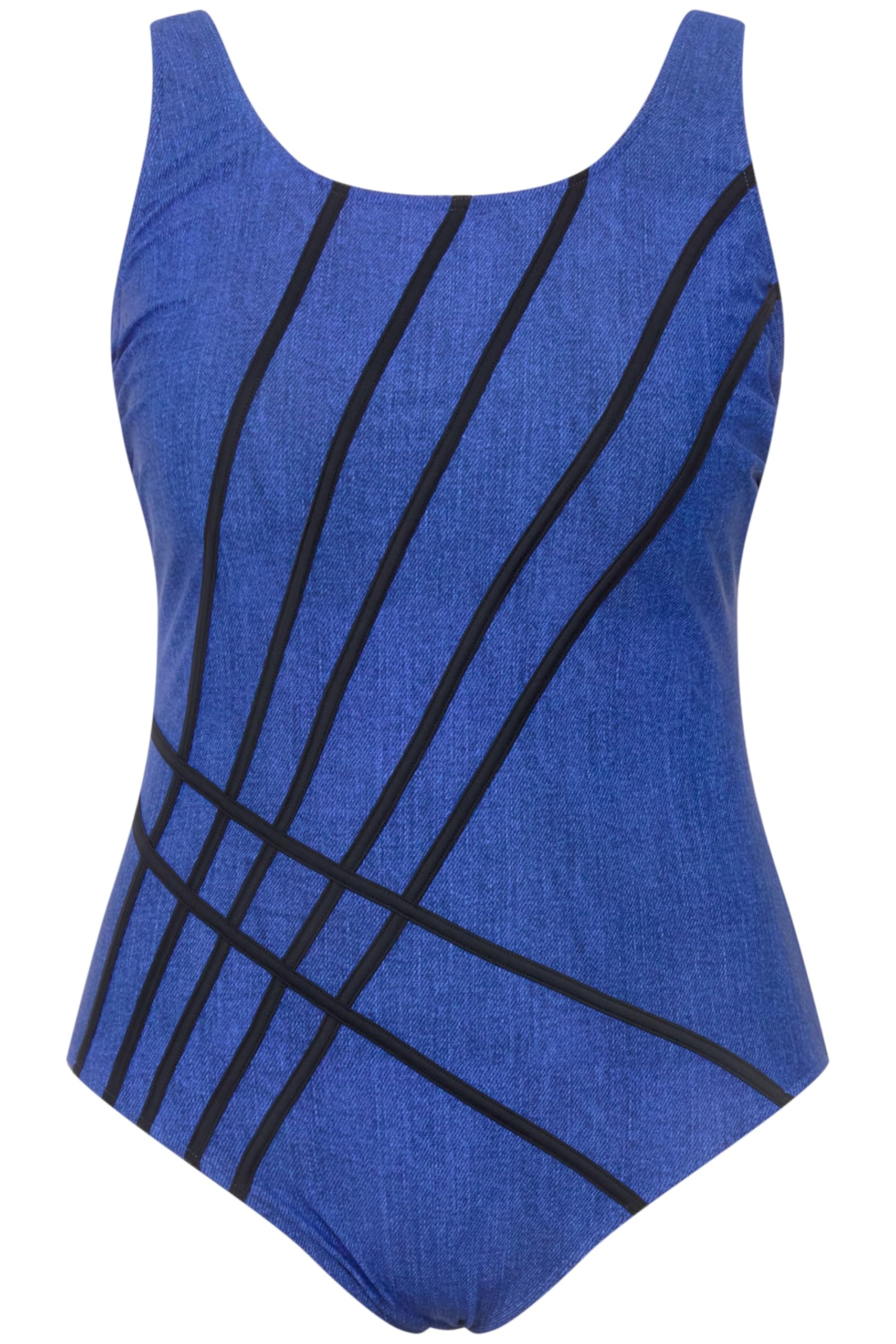 Ulla Popken Badeanzug, Jeansoptik, Raffung, Softfutter Maillot de Bain Une pièce Femme