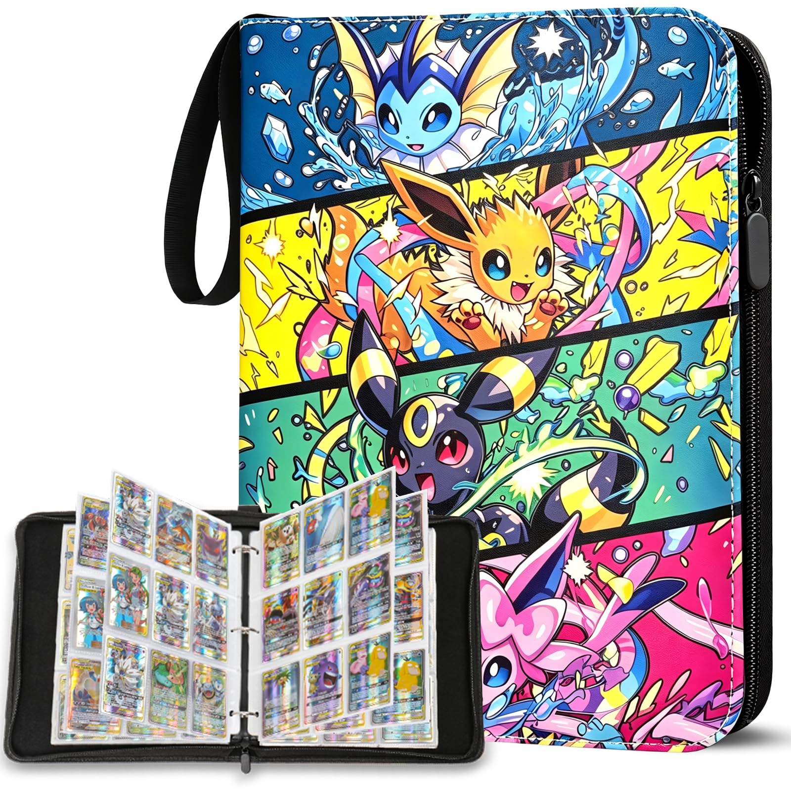 Sammelalbum für Pokemon Karten,50 Seiten 900 Karten Kapazität Sammelkarten Album Sammelmappe Karten Ordner Heft, Tragbar Wasserdicht PU-Material Sammelkartenalben, Geschenk für Kinder - STYB900