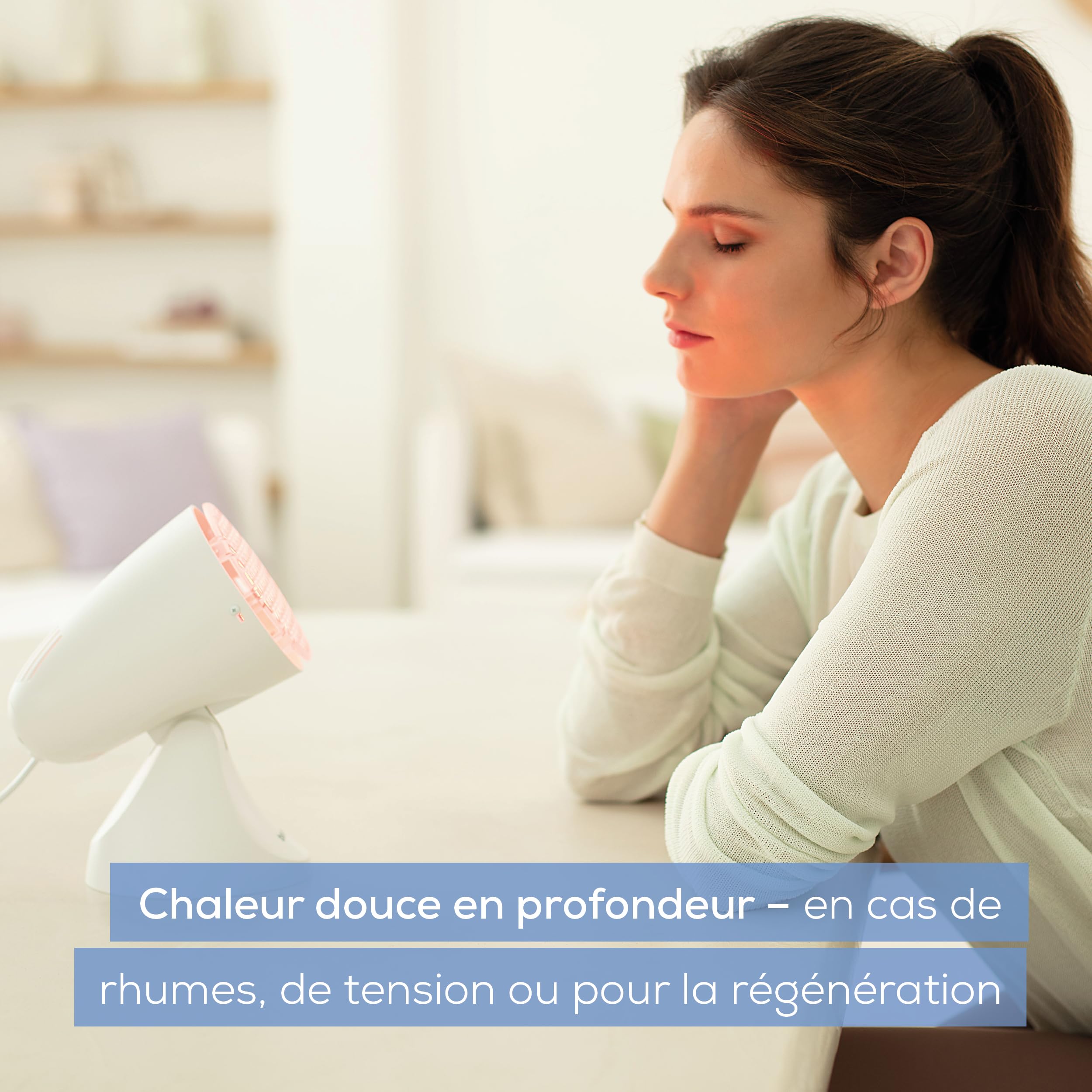 Beurer IL 11 lampe infrarouge avec grille de protection, dispositif médical pour utilisation en cas de rhume et de tension musculaire, 5 niveaux d'inclinaison, lunettes de protection incluses