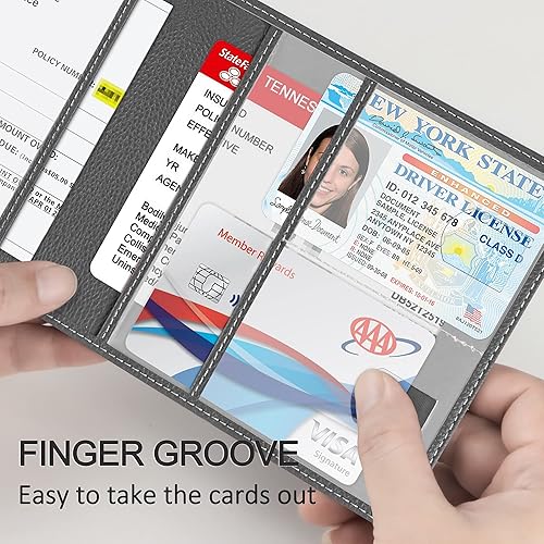 Miniatura 10 de Soporte para registro y seguro de automóvil, de piel sintética de alta calidad, organizador de automóvil, para hombres y mujeres, cartera