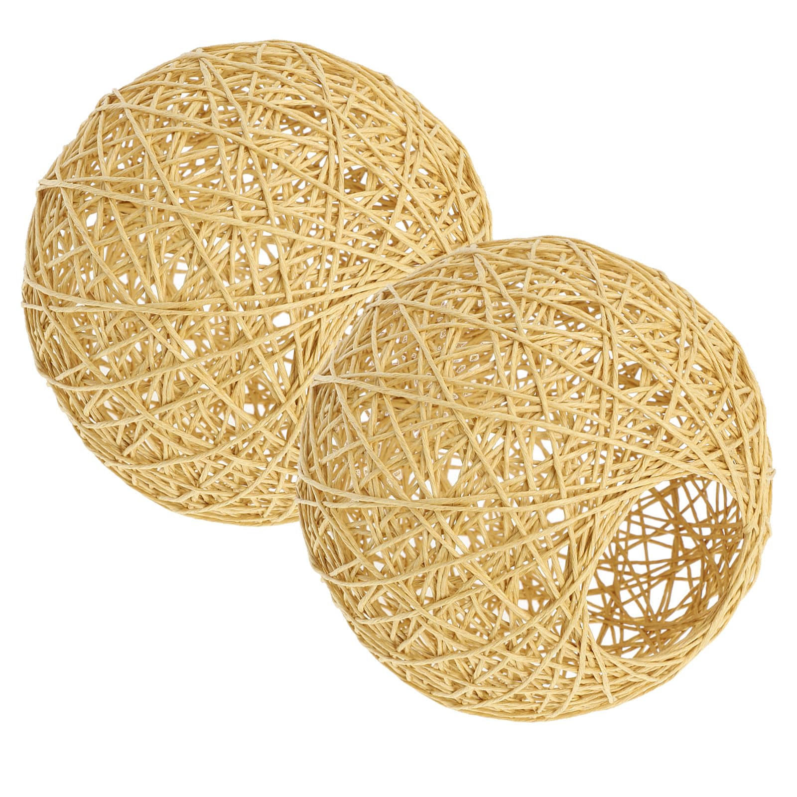 Homoyoyo 2pcs Woven Lamp Shade DIY Decor Cotton and Linen Lampshades with Decorative Diffuse Lighting Sturdy Lamp Covers for Indoor Use in Decor