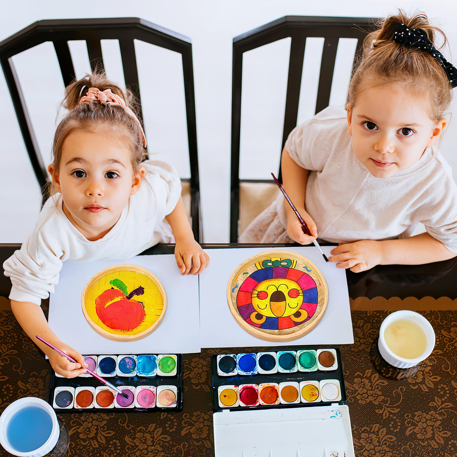 4pcs Decorative Storage Tray Boho Shelf Crackers Wood Decor Sourdough Bread Basket Wooden Round Tray Wicker Baskets Woven Tray Wall Woven Bread Hamper Xl Reed Food Bamboo