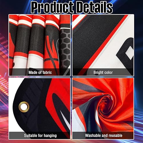 Vista 3 de Decoración de fiesta de cumpleaños de coche de carreras, accesorios de cabina de fotos con temática de autos de carreras, telón de fondo de tela