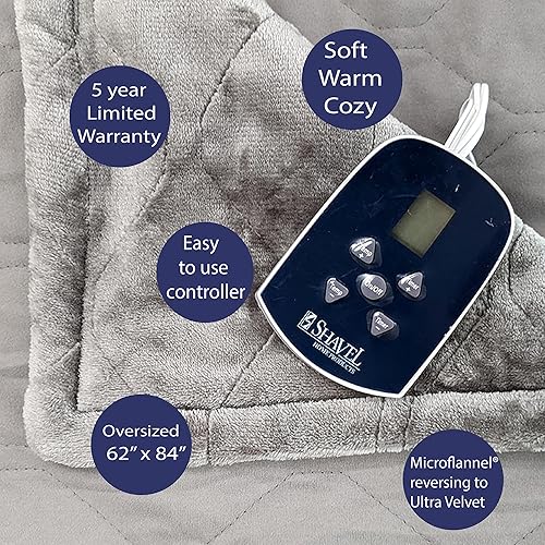 Miniatura 3 de Thermee Micro Flannel Manta térmica de gran tamaño, tamaño individual, manta eléctrica de microfranela a ultra terciopelo con 10 niveles de calor,