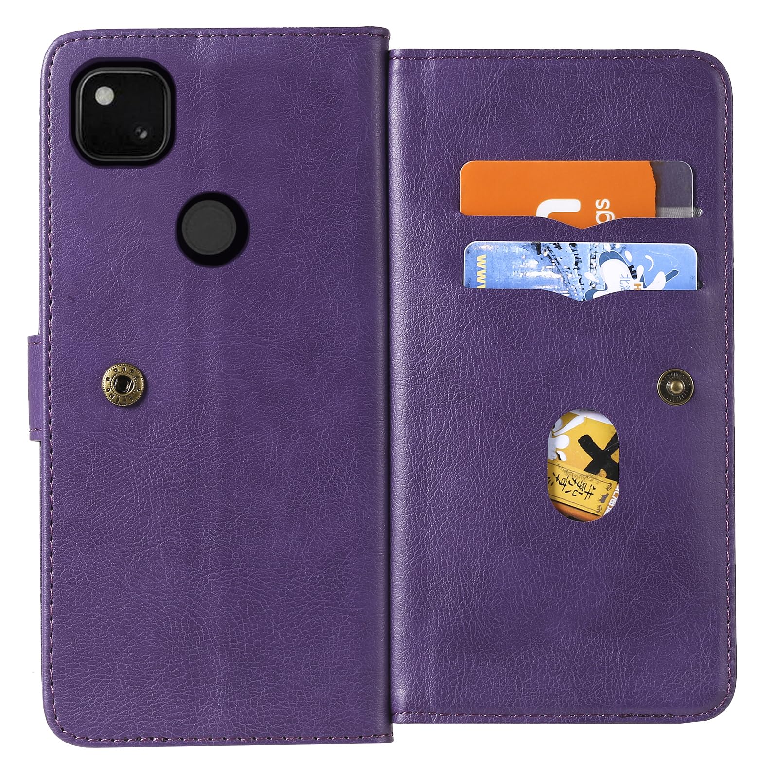 Asuwish Handyhülle Für Google Pixel 4a – Wallet Case Mit 8 Kartenfächern, Standfunktion & Inkl. Schutzfolie | Aus PU-Leder, Farbe Blau