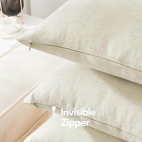 Miniatura 5 de Deconovo - Fundas de cojín decorativas y cuadradas de lino sintético, para el sofá o cama (26 x 26 pulgadas, color marrón topo, juego de 4 unidades,