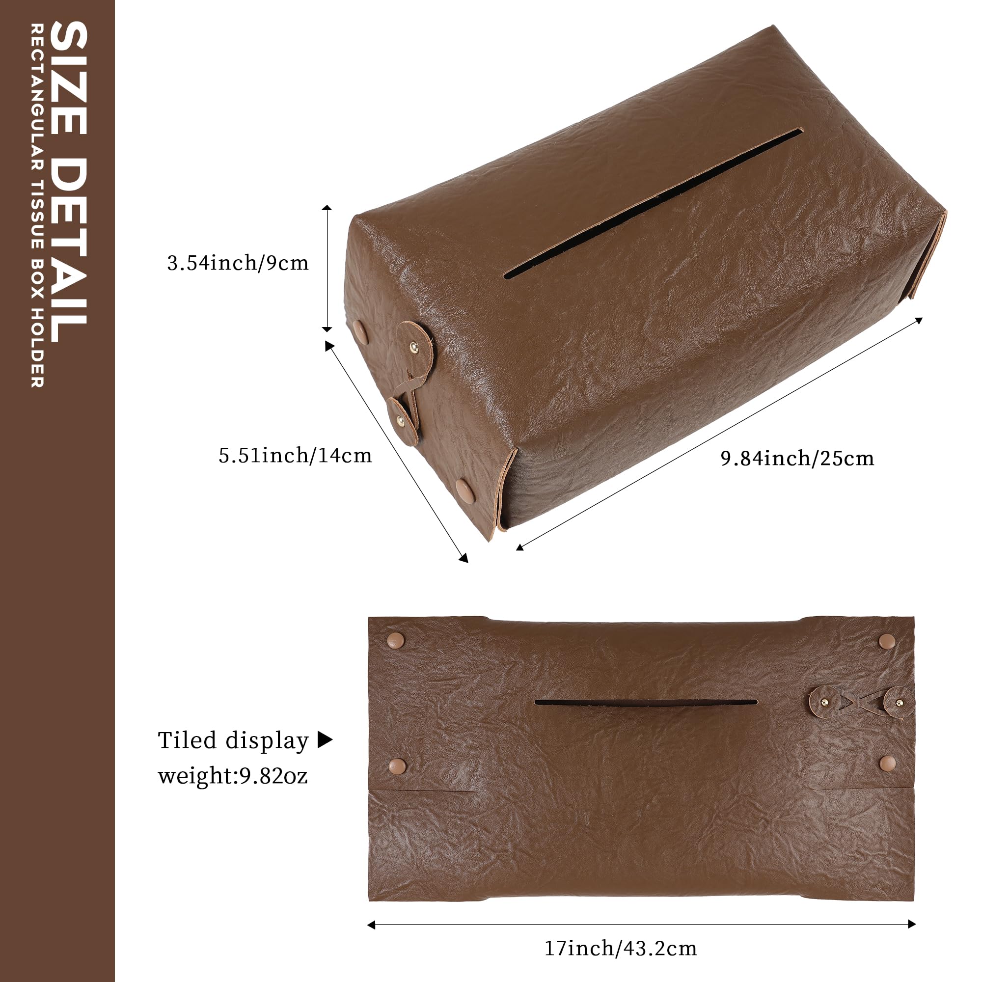 Leder-Taschentuchbox Quadratisch – Dekorative Abdeckung Mit Gürtel, 13,2 Cm, Goldblau, Für Auto & Schreibtisch