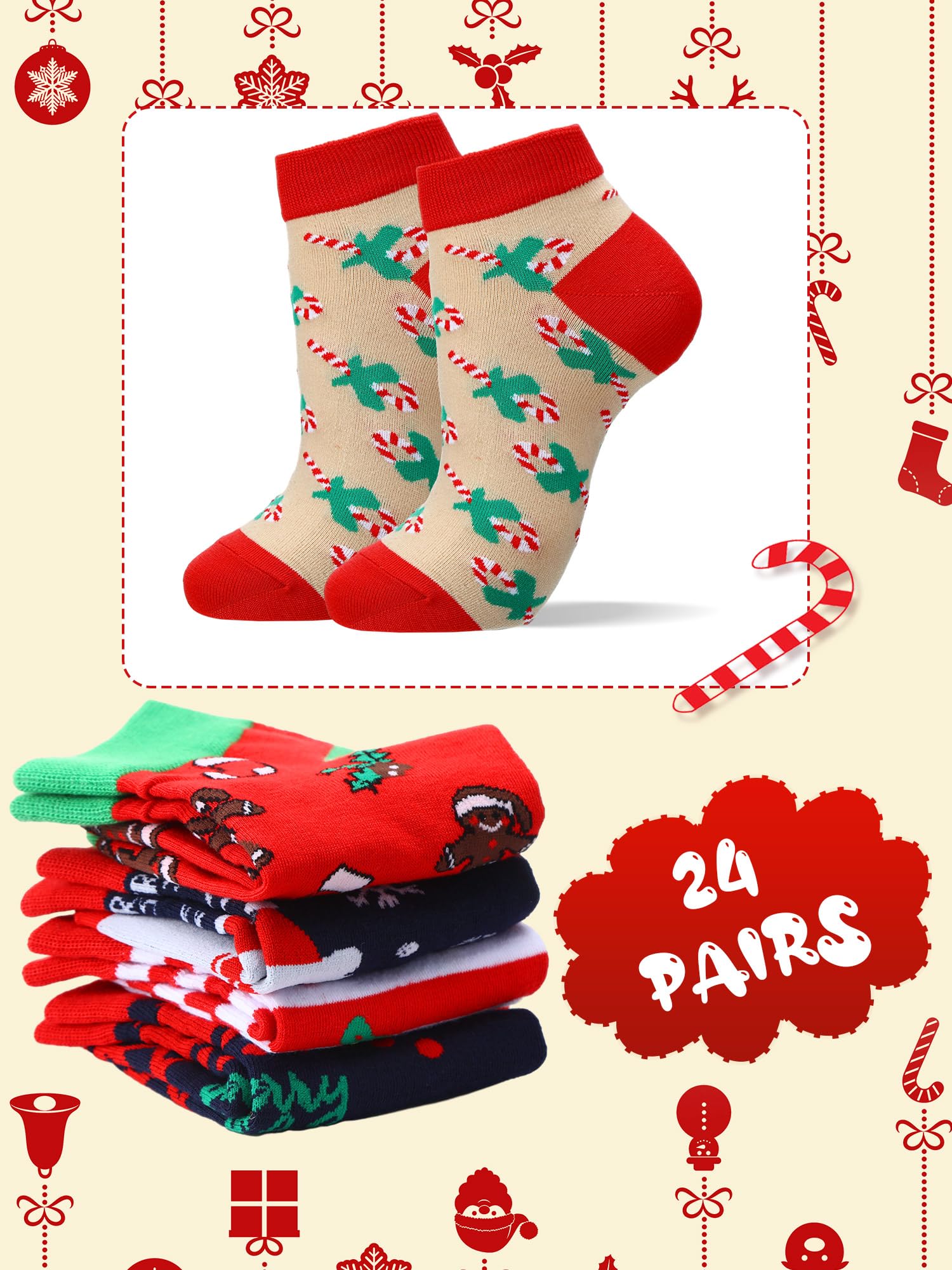 Giegxin 24 pares de calcetines tobilleros, calcetines de corte bajo, calcetines coloridos para regalo
