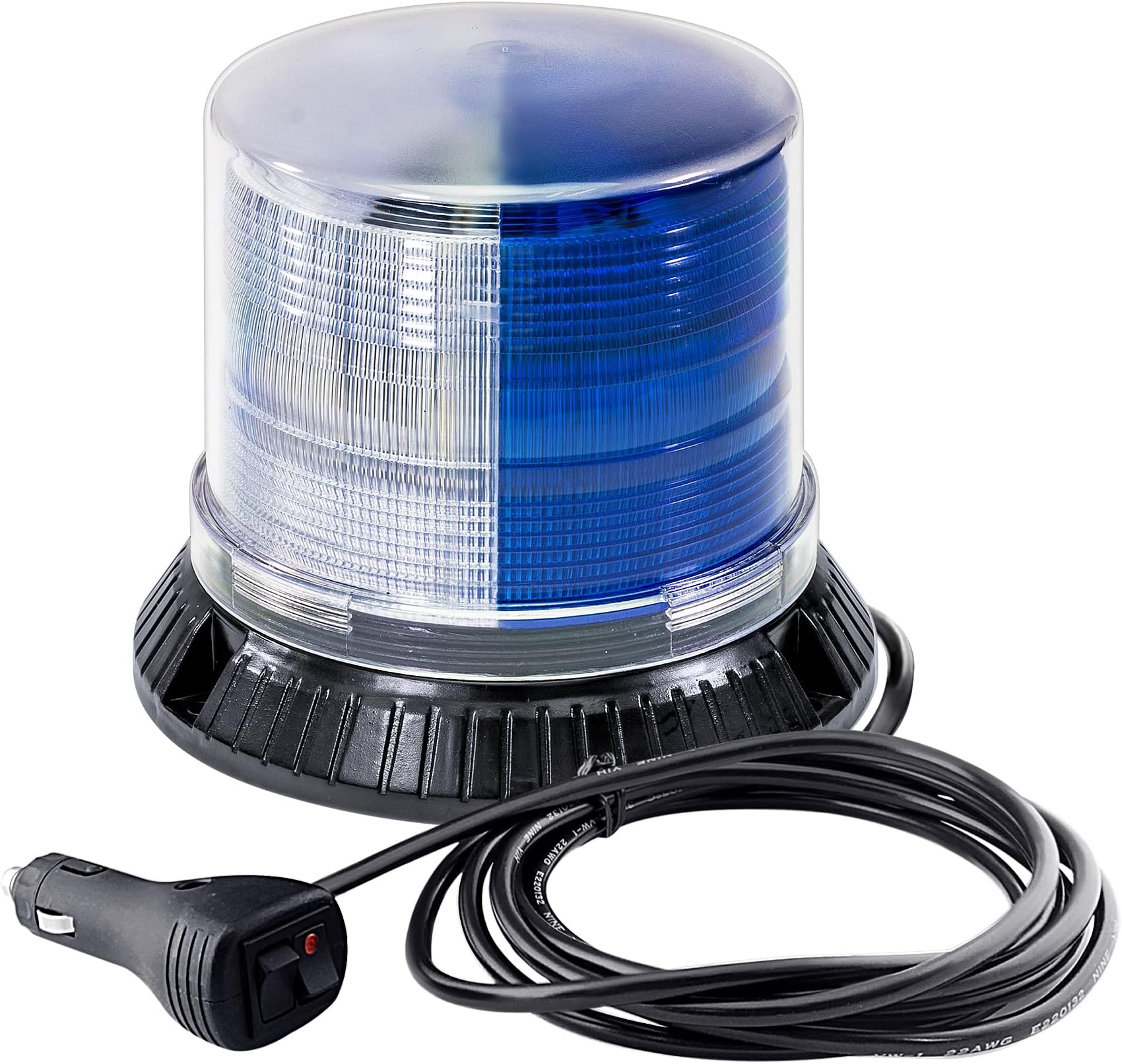 12W BLUE/CLEAR LED Beacon Warning Light [Magnet/Permanent Mount] [Dust Cover] Rooftop Flashing Blue Emergency Strobe Light For Volunteer Firefighter Trucks Vehicles